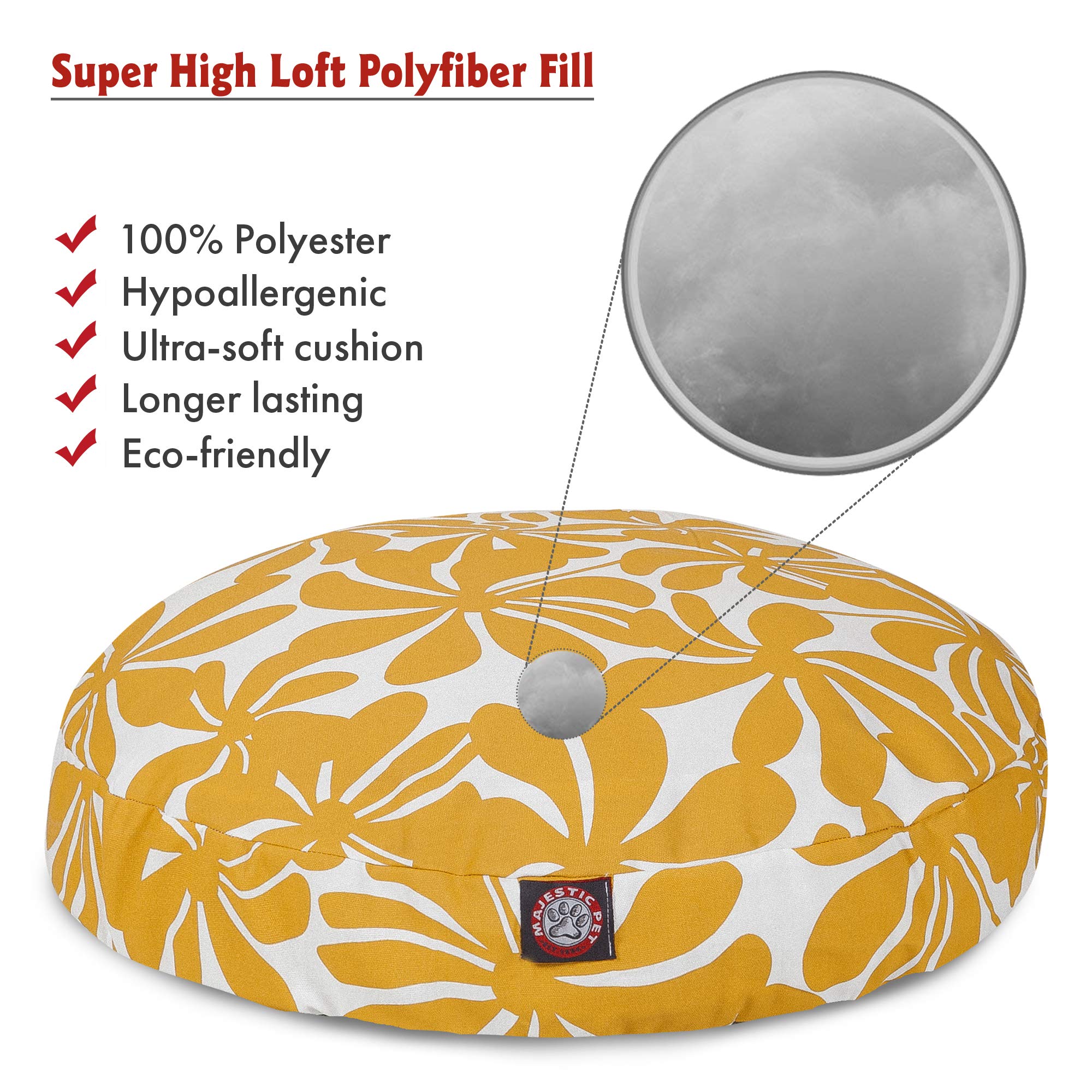 Yellow Plantation Small Round Indoor Outdoor Pet Dog Bed With Removable Washable Cover By Majestic Pet Products