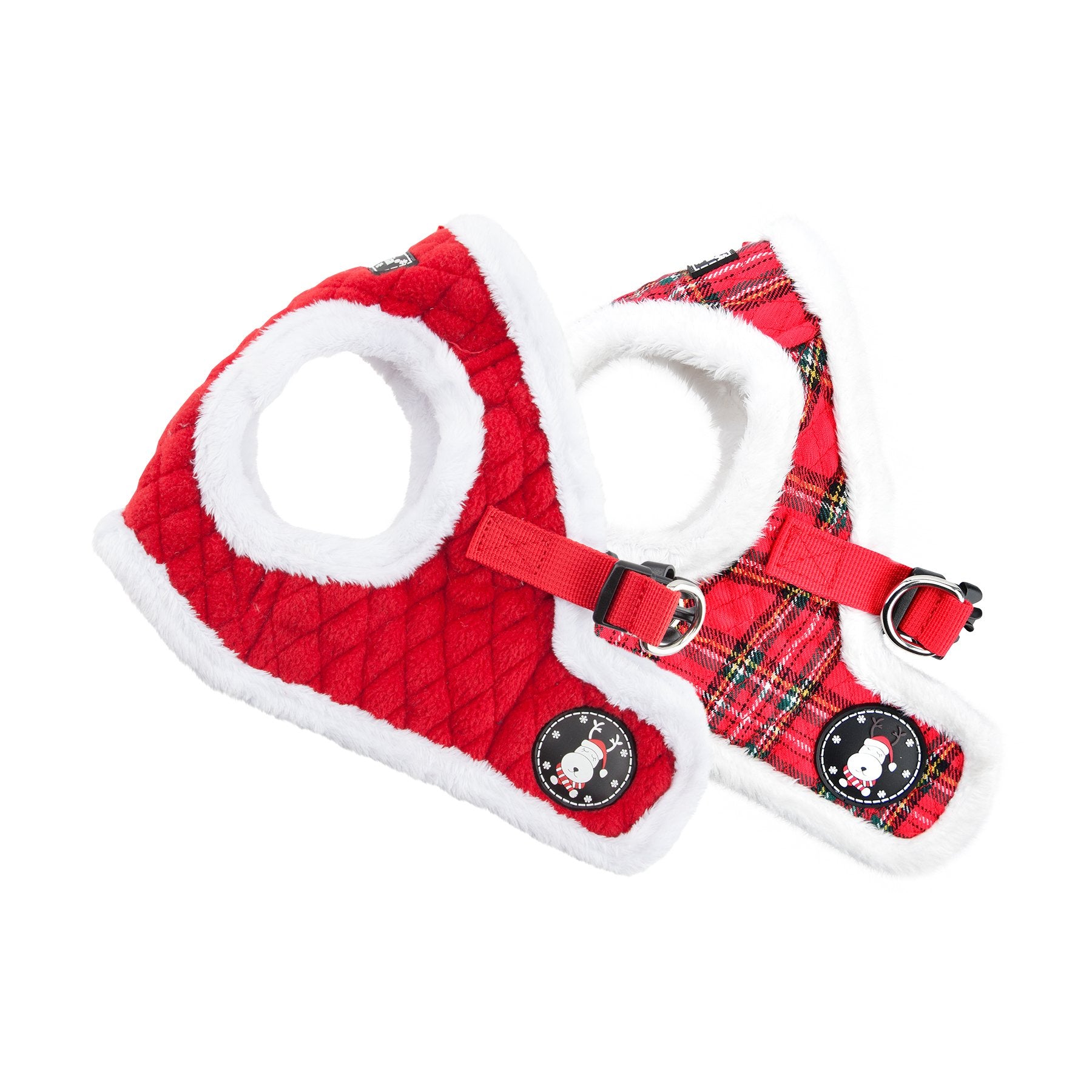 Puppia Blitzen Vest Dog Harness Step-In Warm Winter Christmas Holiday Harness For Small And Medium Dog, Checkered Red, Small