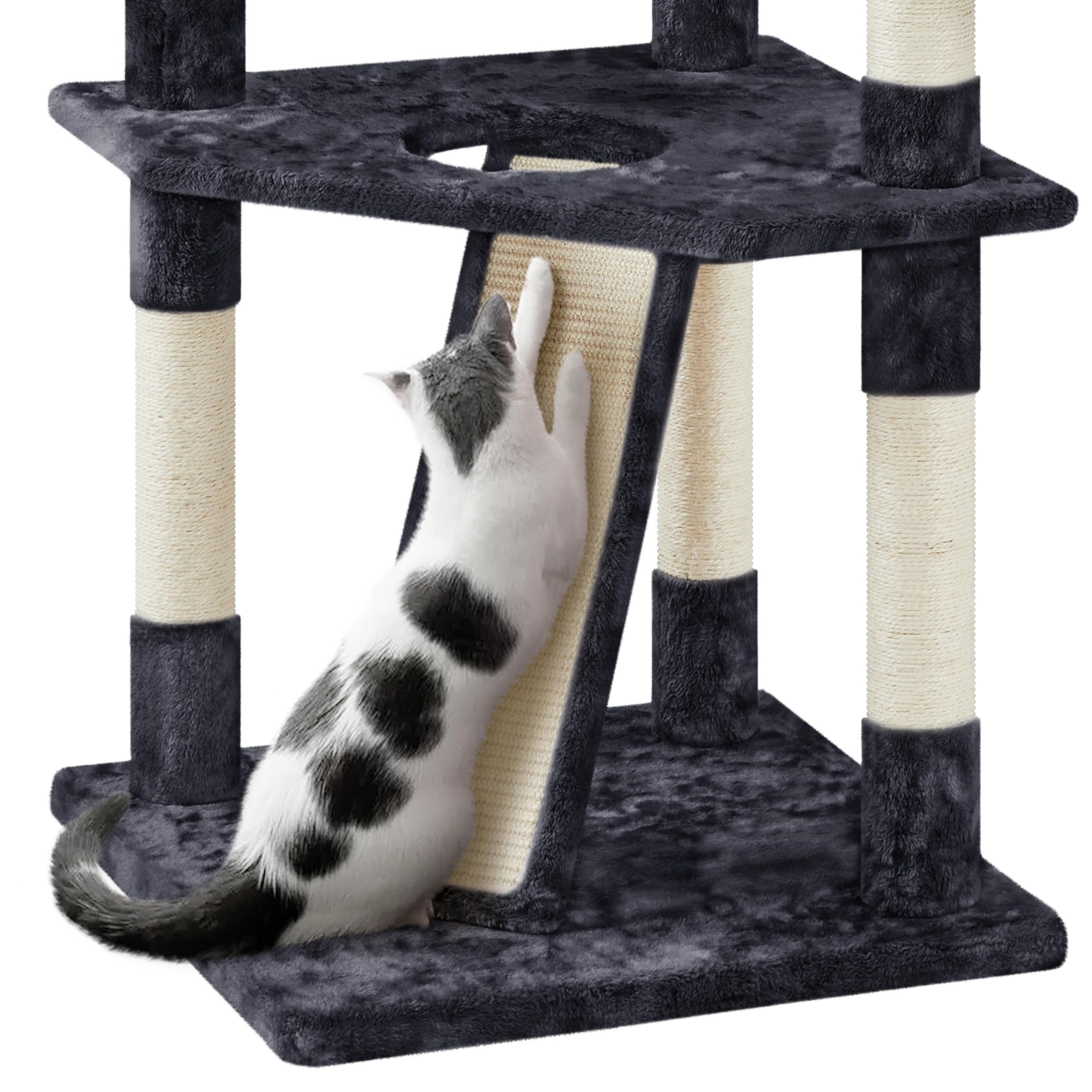 Yaheetech 79 In Cat Tree Tower, Multilevel Cat Trees Plush Covered Cat Tower With 2 Extra Large Condos, Comfy Basket, Sisal Scratching Posts