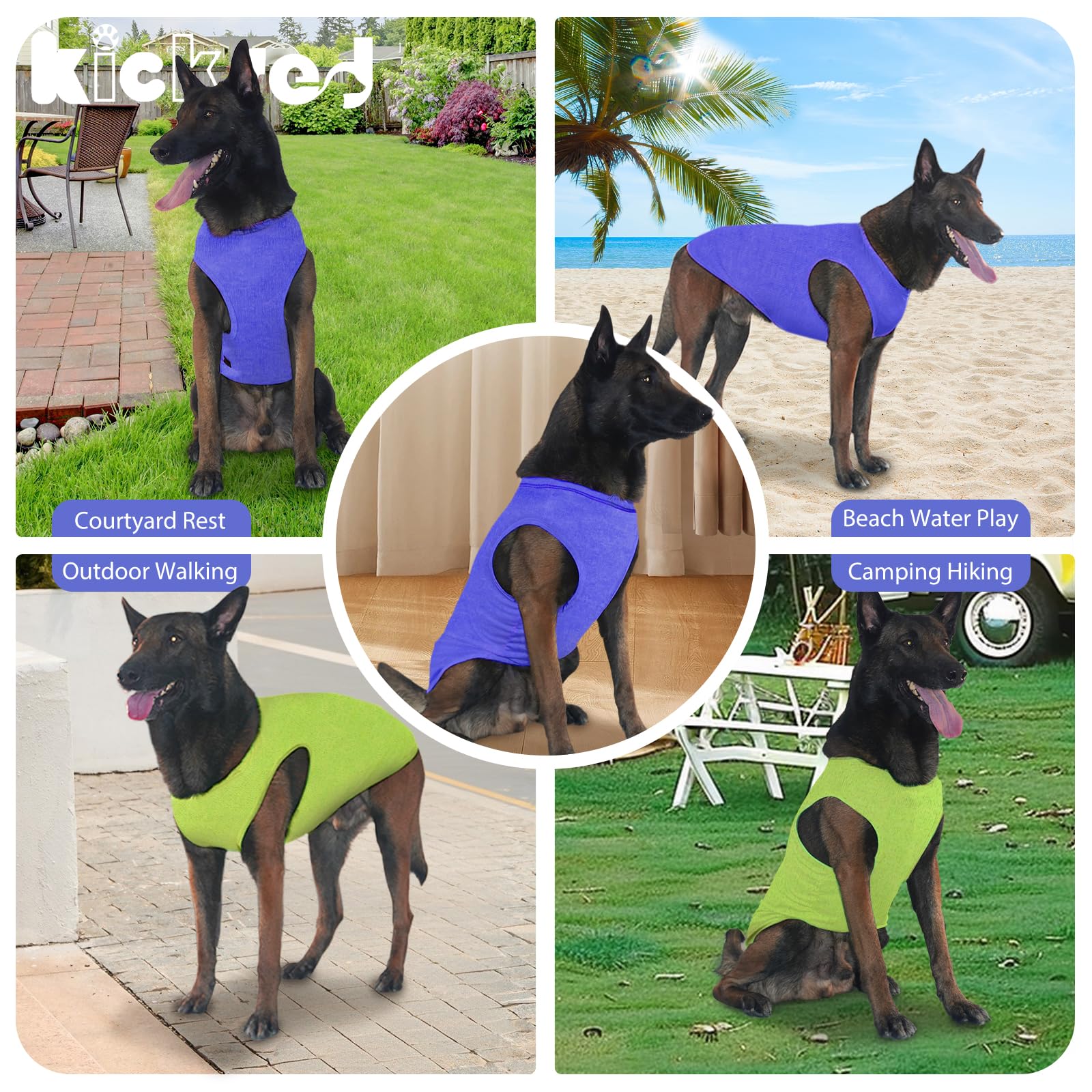 Kickred 2 Pieces Shirts For Pets, Soft And Cool Dog T Shirt Vest Clothes, Breathable Pet Apparel Tank Top, Summer Dog Sleeveless