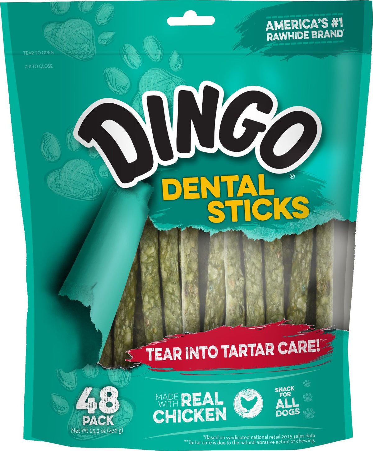 Dingo Dental Sticks 48 Count, Natural Chewing Action Helps Clean Teeth