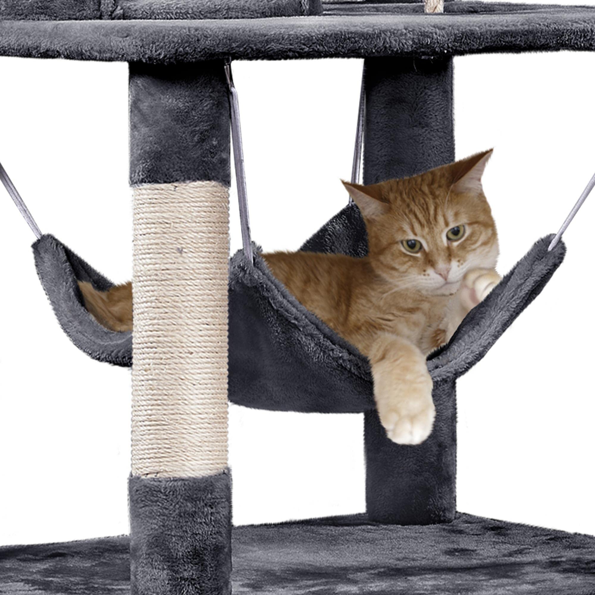 Yaheetech 70.5' H Cat Tower, Multi Level Cat Tree Kitten Condo With 2 Condos & 2 Foam-Padded Perches & Scratching Post & Fur Ball For Medium/Large Cats