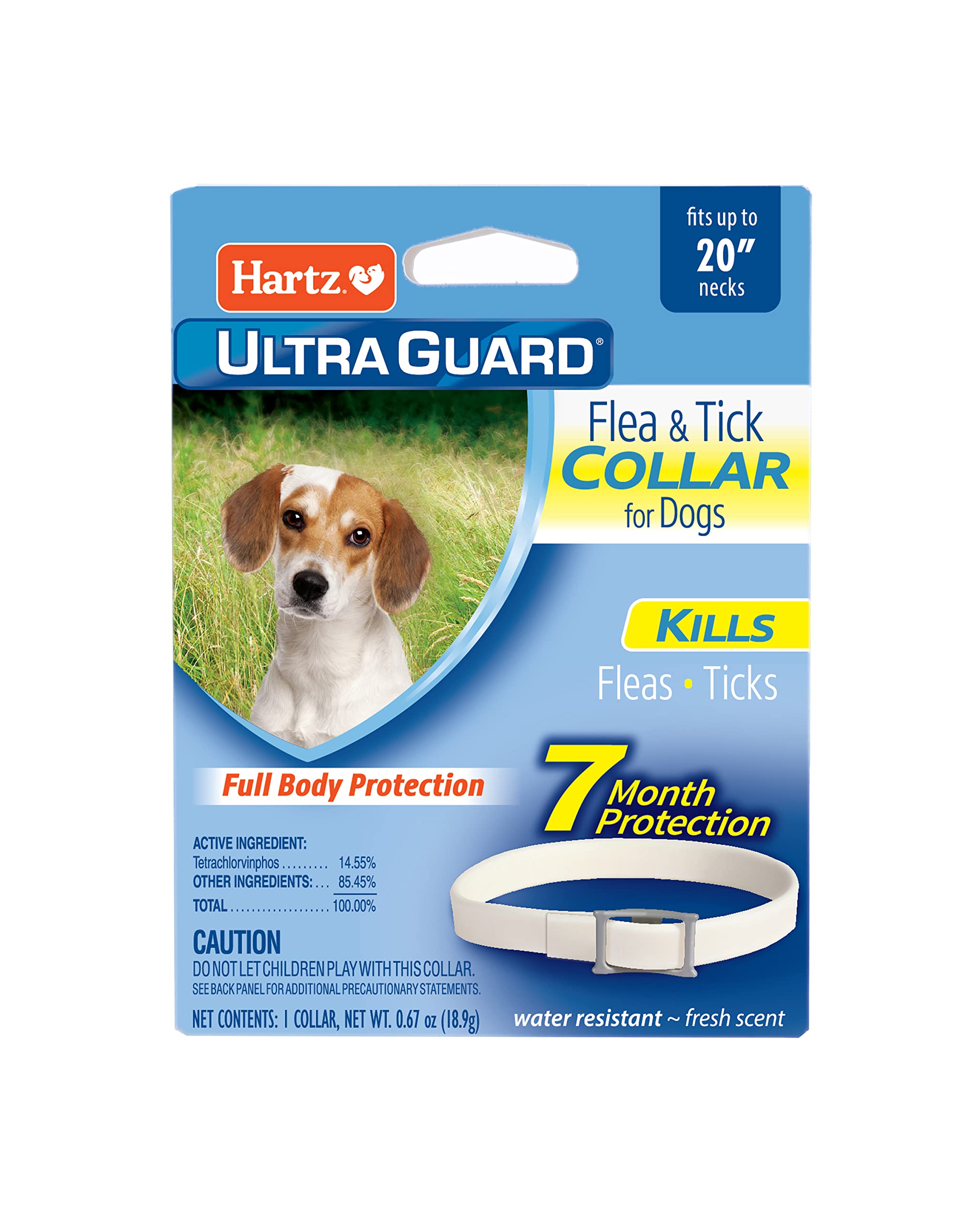 Hartz Ultraguard Flea & Tick Collar For Dogs And Puppies, 7 Month Flea And Tick Protection And Prevention Per Collar, White, Up To 20 Inch Neck