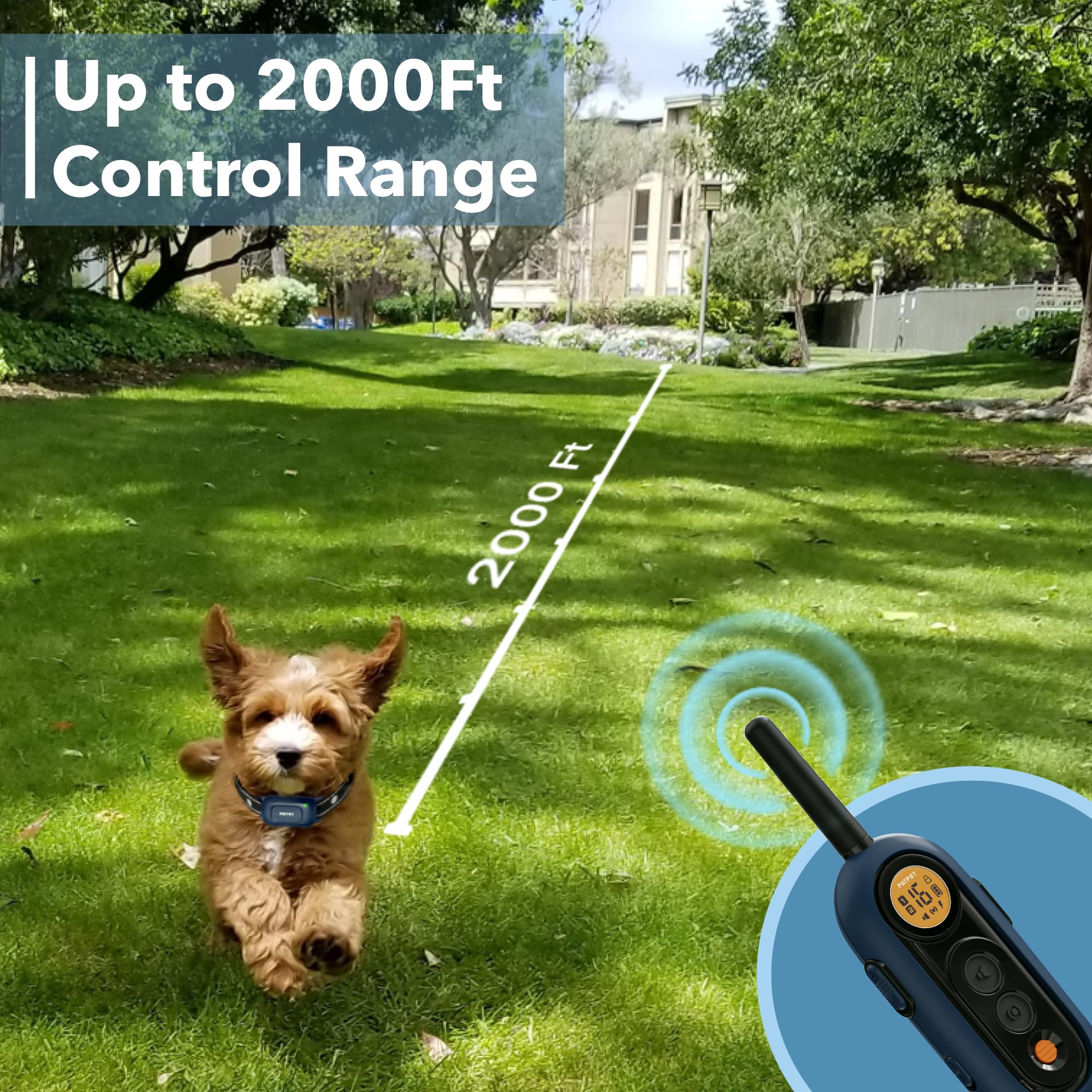 Patpet Dog Training Collar - 2000Ft Waterproof Shock Collar For Small Medium Dogs (10-100Ibs), Rechargeable Training Collar With