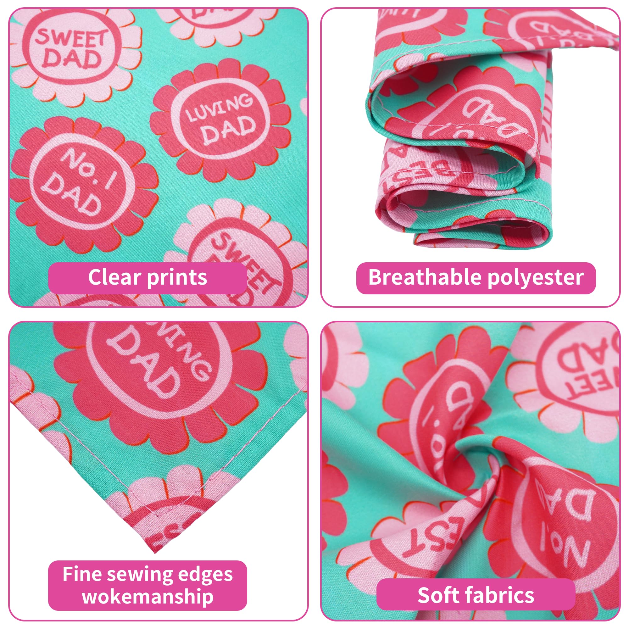 Pai Sence 30 Pcs Fathers Day Small Dog Bandanas Bulk 25 Inch Love Dad Dog Bandanas For Medium Dogs Breed Best Dad Dogs Bandana L