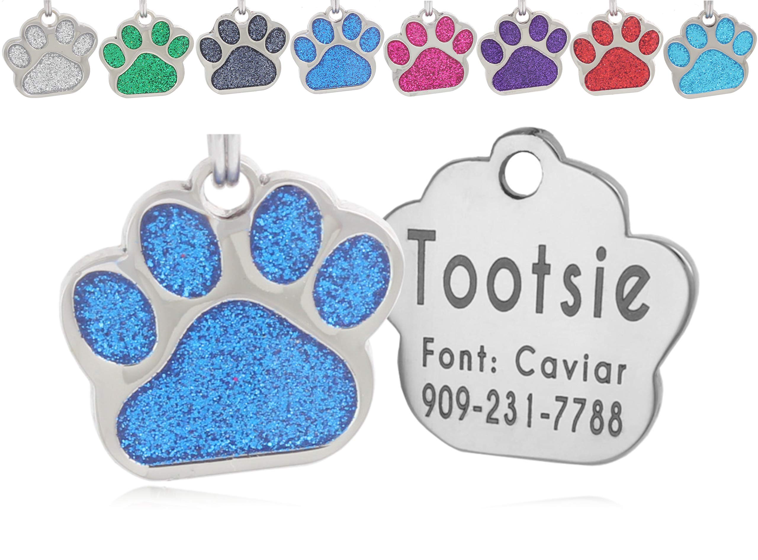 Pet Id Tag, Glitter Paw Bling, Cat Id Tag, Dog Id Tag, Custom Engraved, Dog Name Tag, Cat Name Tag, Dog Tags Personalized, Cat T