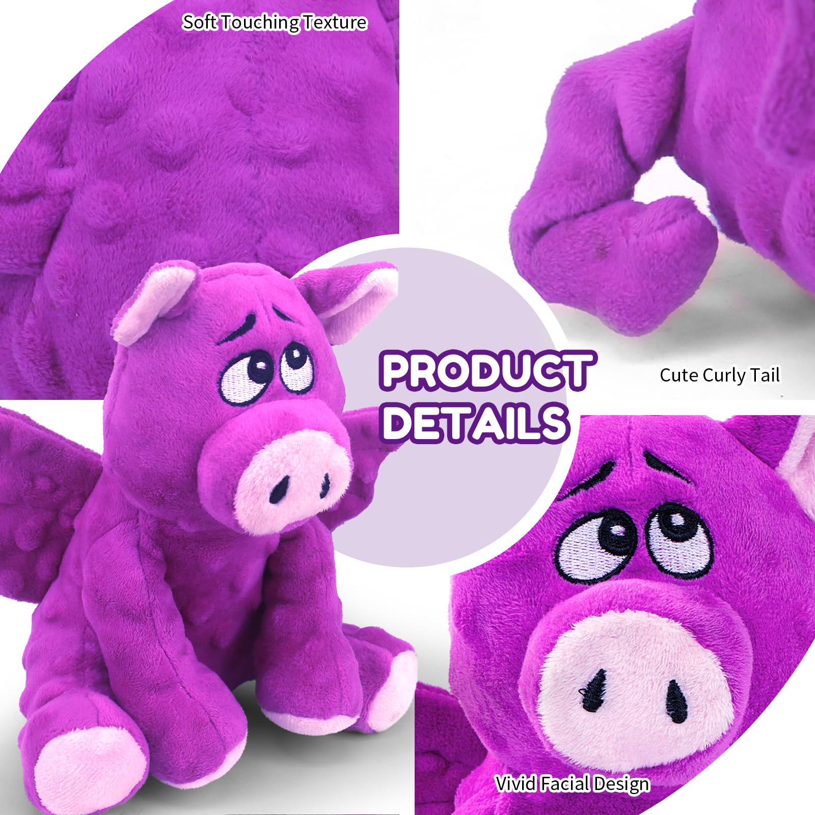 Large Squeaky Dog Toys, Plush Dog Toys With Crinkle Paper To Keep Them Busy, Stuffed Tough Chew Toys For Small Medium And Large