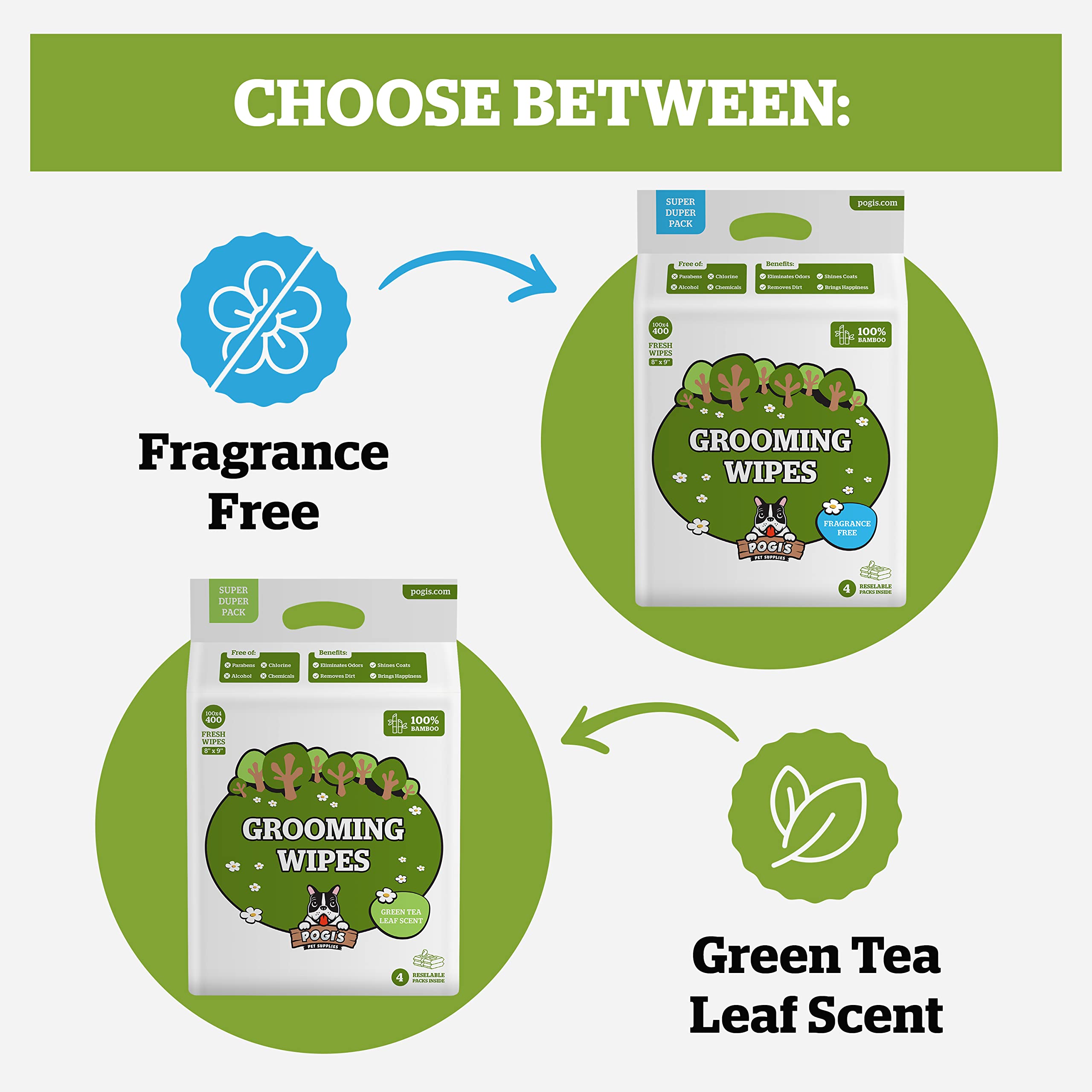 Pogi'S Dog Grooming Wipes - 400 Dog Wipes For Cleaning And Deodorizing - Plant-Based, Hypoallergenic Pet Wipes For Dogs, Puppy Wipes - Quick Bath Dog Wipes For Paws, Butt, & Body - Fragrance Free