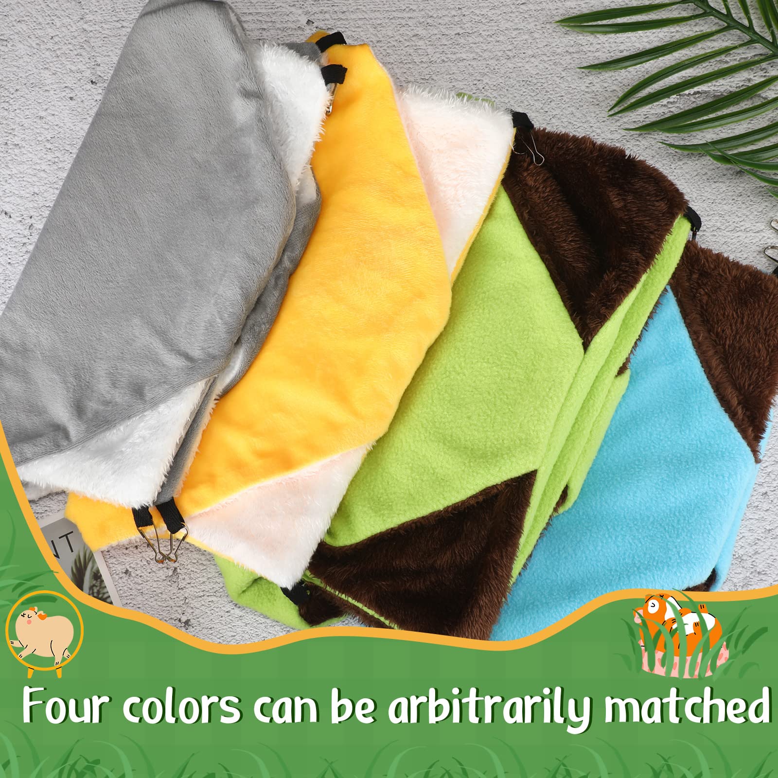 Nuogo 4 Pcs Rat Hammock For Cage Small Animal Hanging Ferret Hammocks For Rat Accessories Double Layer Ferret Bed For Guinea Pig