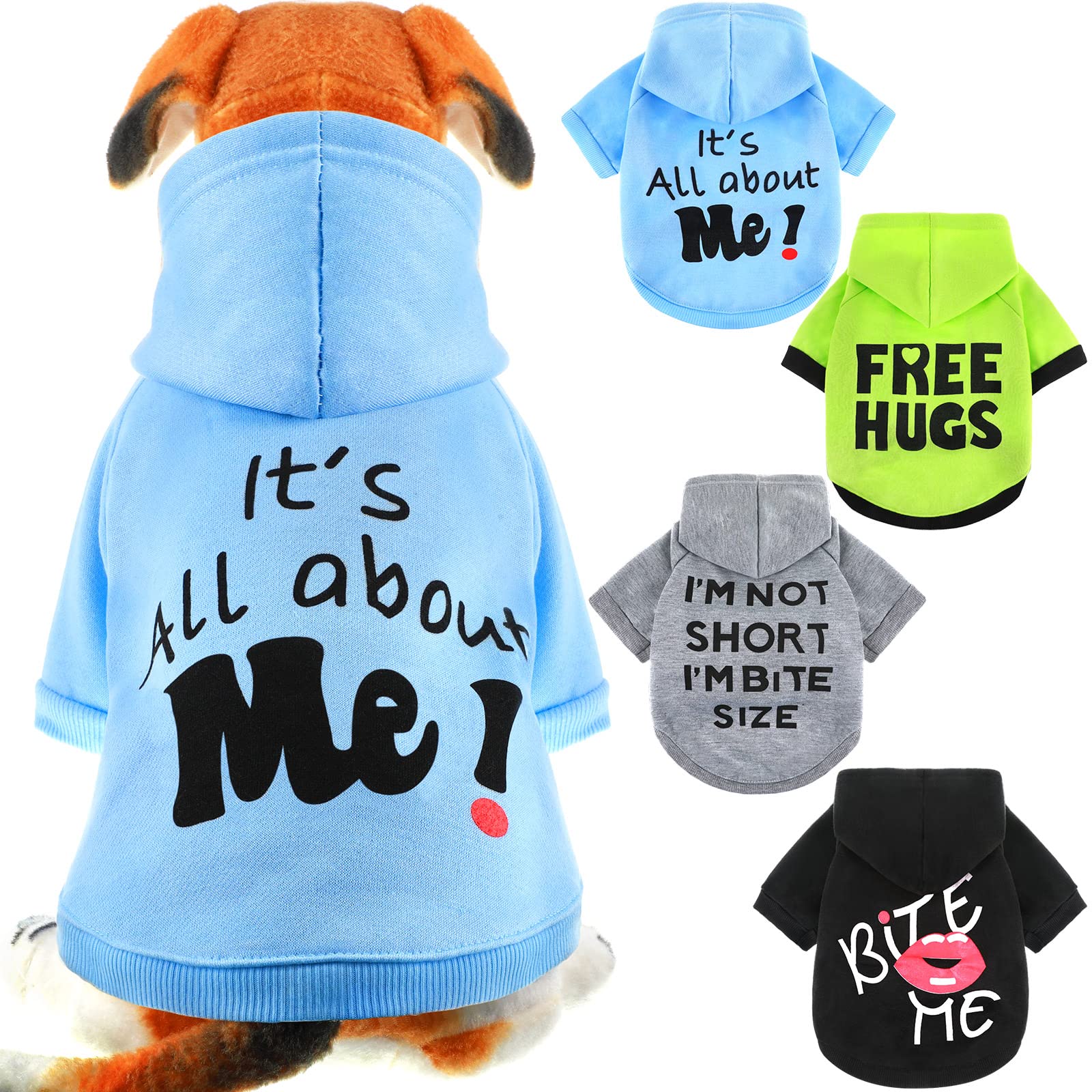 Sunnymove 4 Pieces Dog Hoodie Dog Sweaters for Small Dogs Clothes Hoodie Winter Fleece Doggie Sweatshirt Pet Apparel for Puppy C