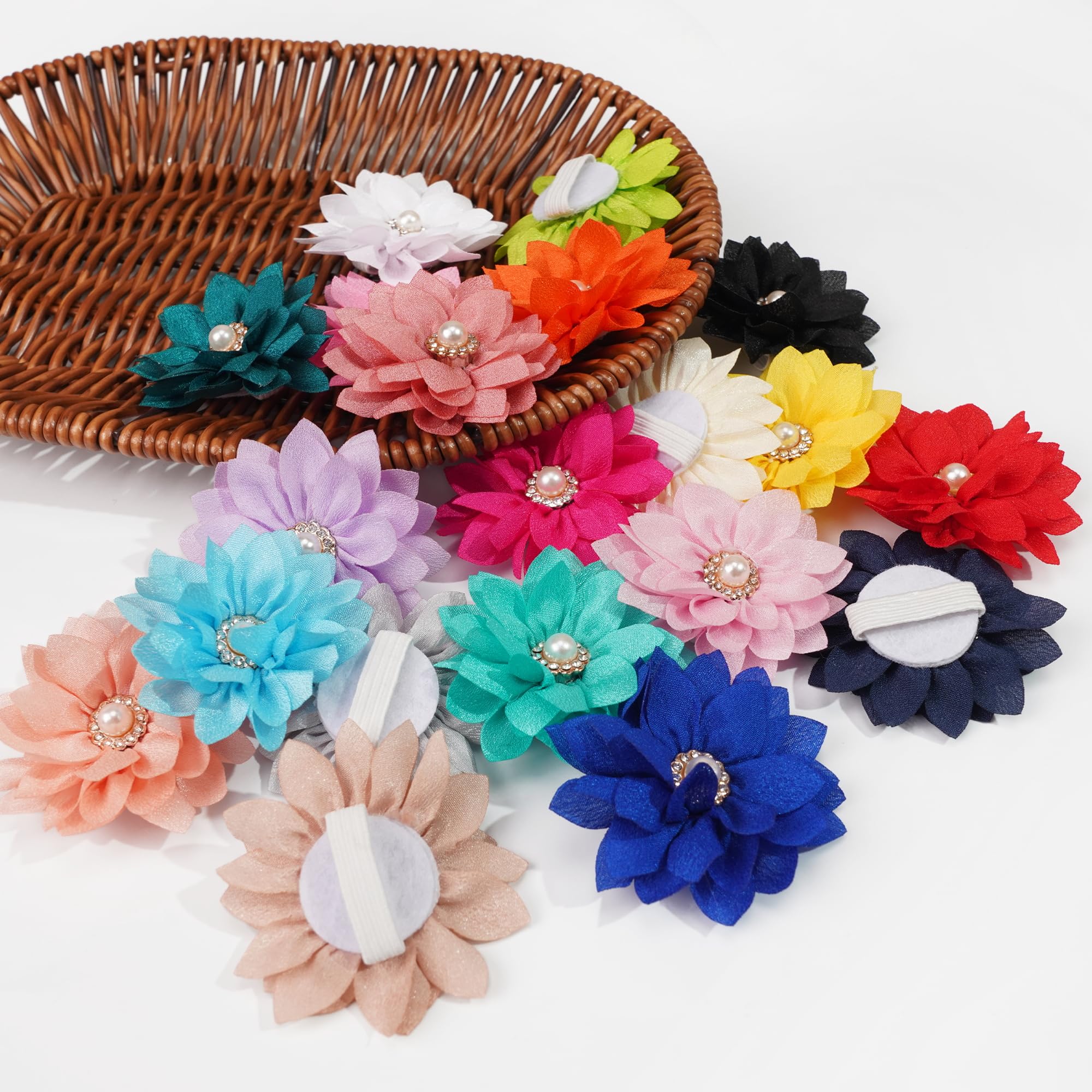 Yxiang 20 Pieces Dog Rhinestone Collar Flowers Bulk Pet Flower Bow Ties Multi-Color Dog Charms Flower For Cat Puppy Dog Collar G