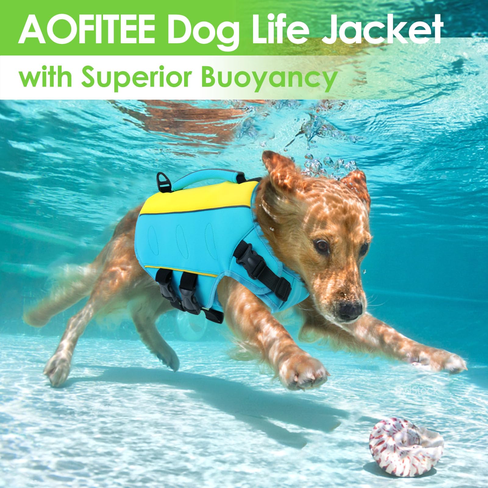 Aofitee Dog Life Jacket Large, Reflective Dog Life Vest For Swimming Boating, Ripstop Dog Swimming Vest With Rescue Handle And S