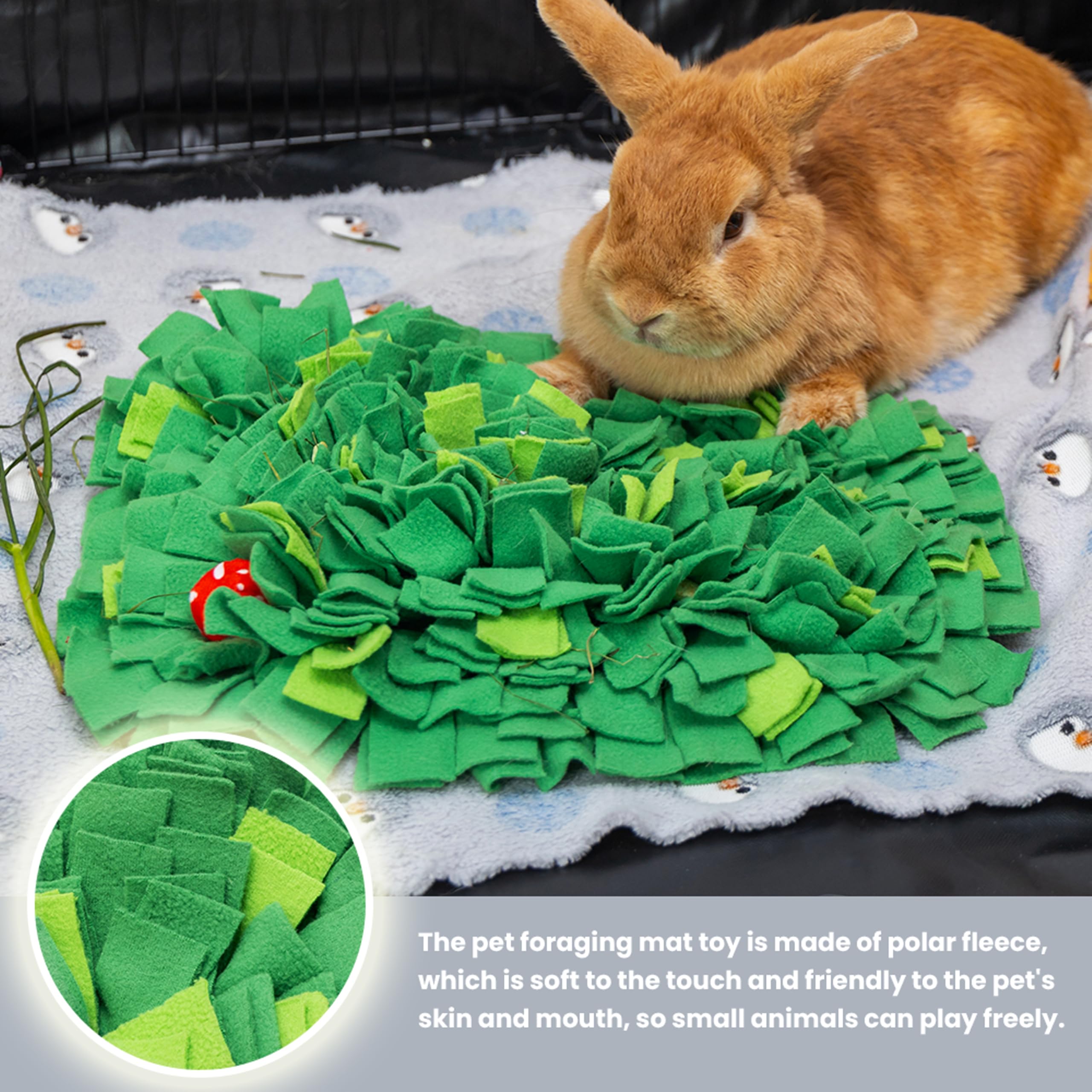 Orzechko Rabbit Foraging Mat, Interactive Bunny Foraging Toy Indoor, Soft Pet Feeding Mat Toy Also For Hedgehog, Guinea Pig, Ham
