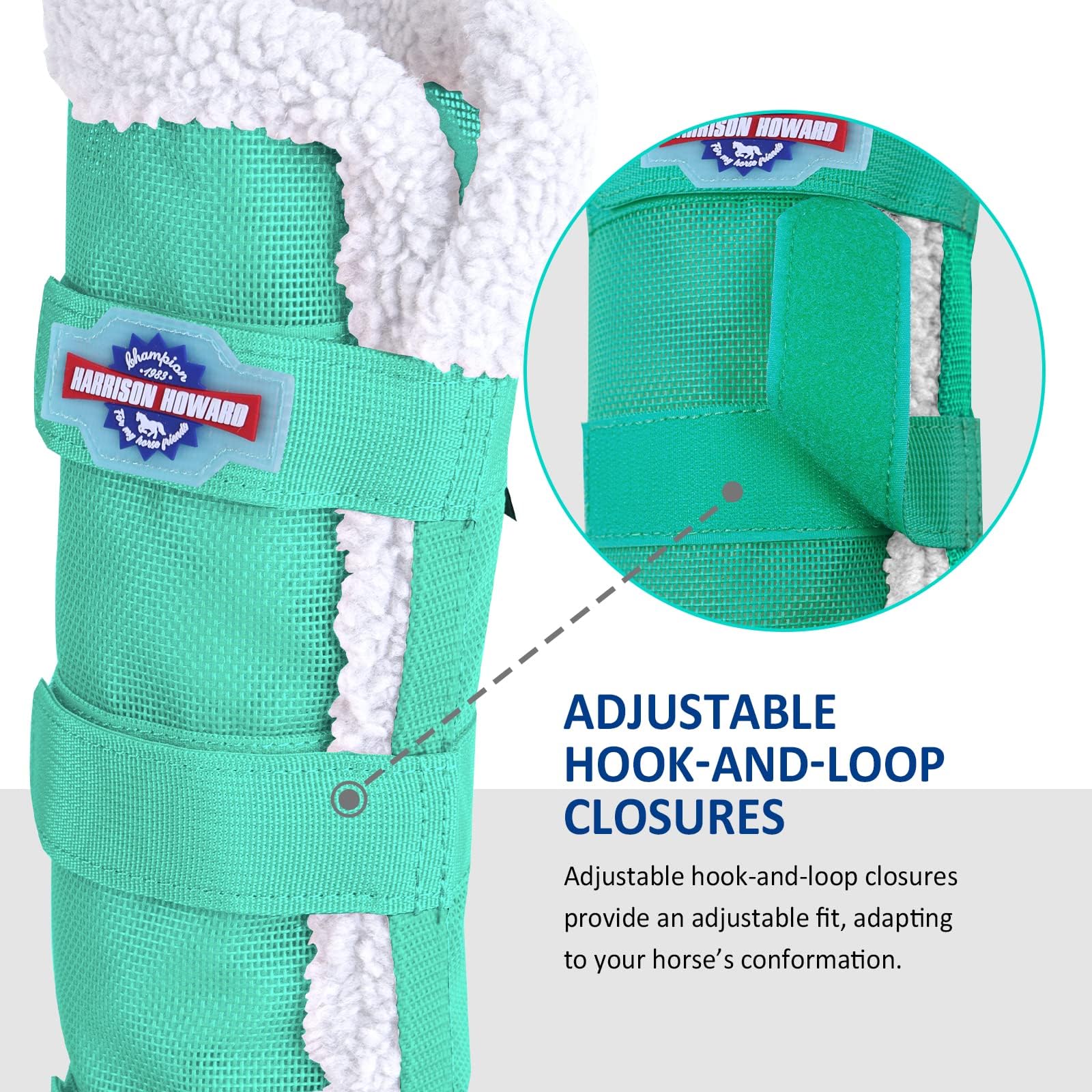 Harrison Howard Horse Fly Boots with Fleece Trim Long-Lasting Breathable Cool Mesh Adjustable Closure