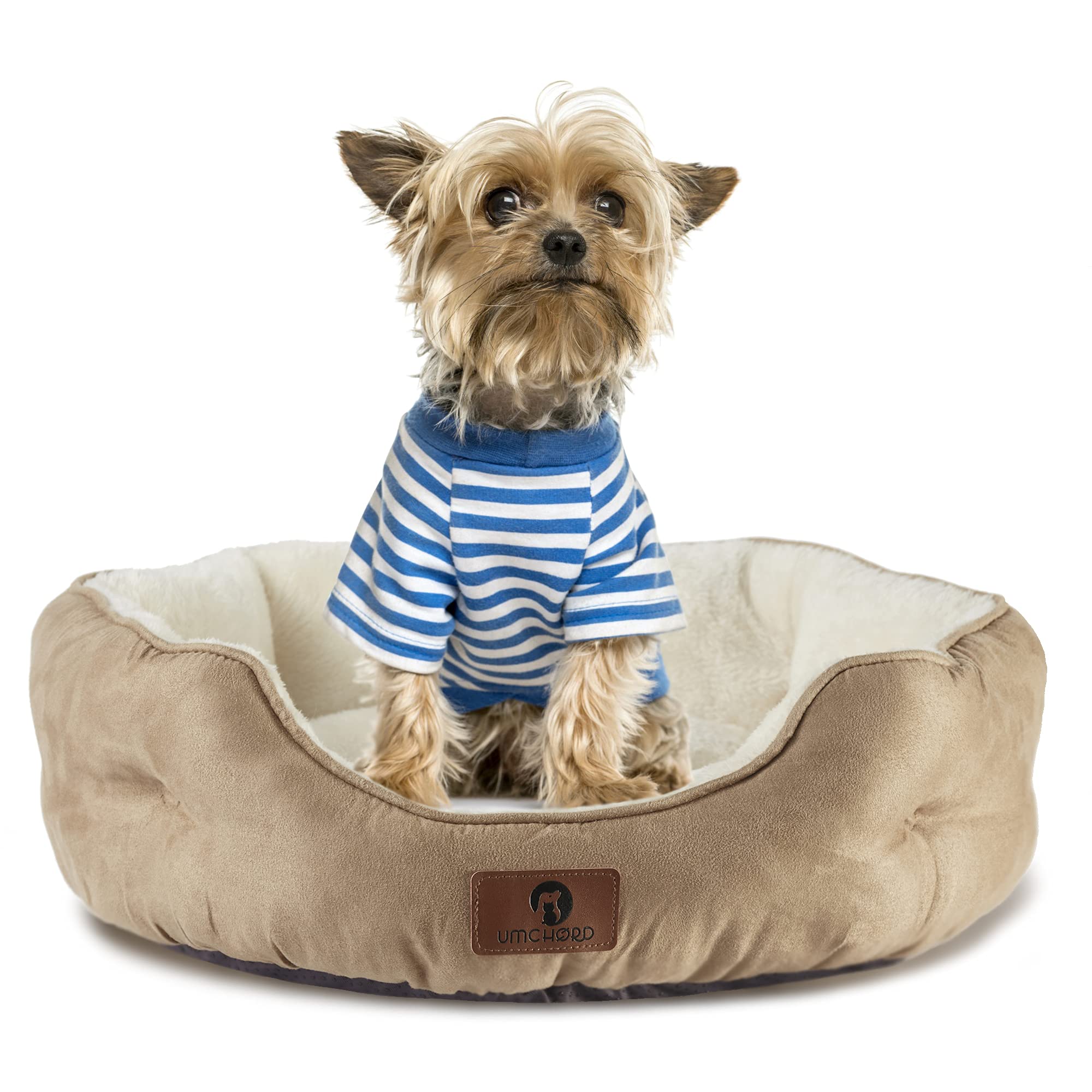 Asvin Medium Dog Bed For Medium Dogs, Large Cat Beds For Indoor Cats, Pet Bed For Puppy And Kitty, Extra Soft & Machine Washable With Anti-Slip & Water-Resistant Oxford Bottom, Light Brown, 25 Inches