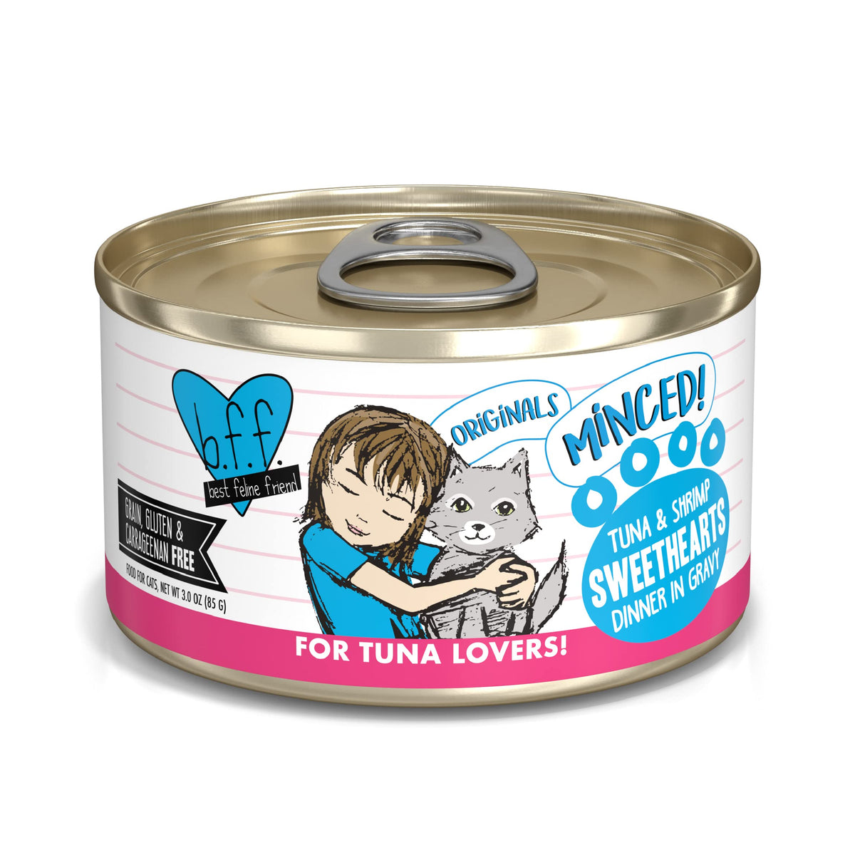 Best Feline Friend (B.F.F.) Tuna & Shrimp Sweethearts With Red Meat Tuna & Shrimp In Gravy Cat Food By Weruva, 3Oz Can (Pack Of 