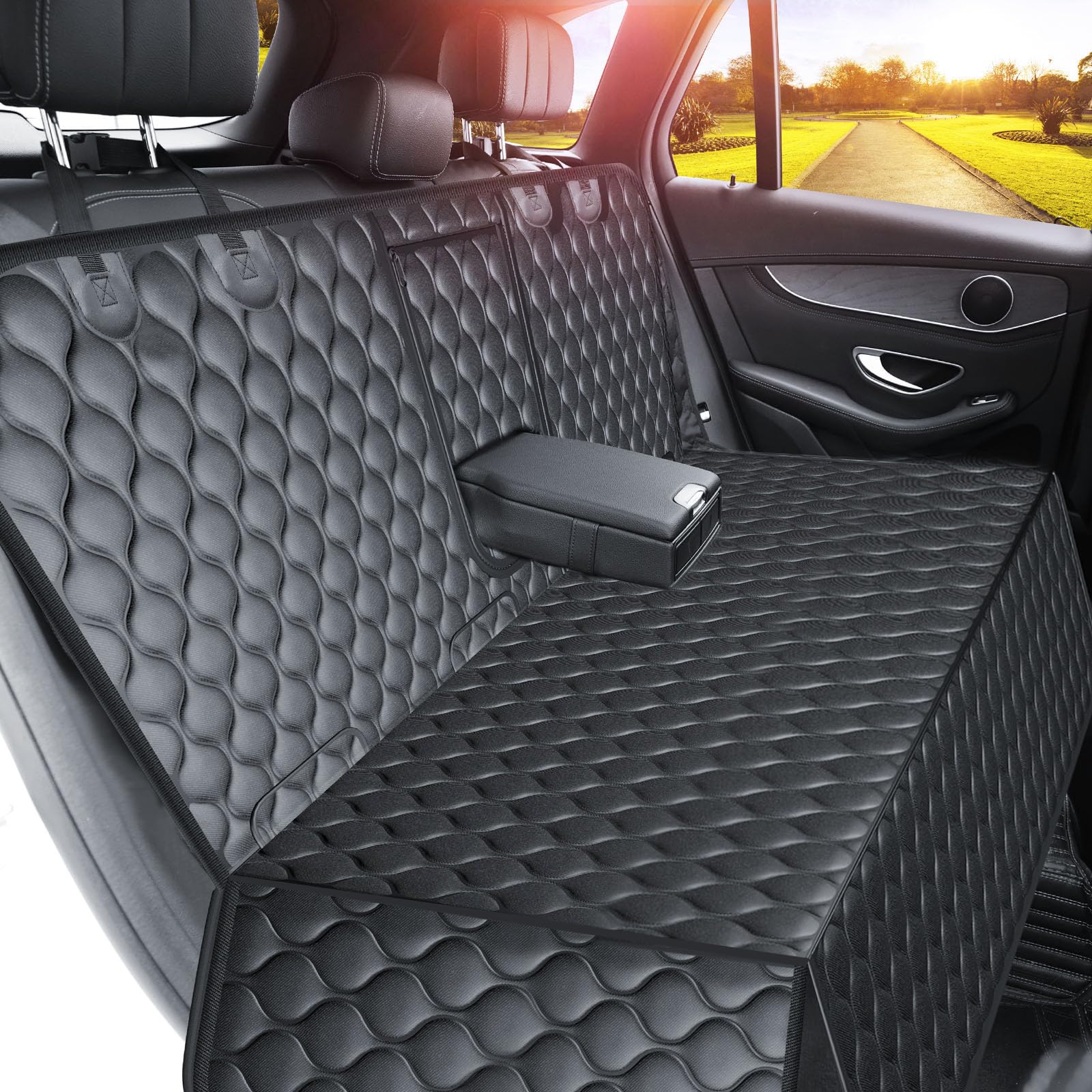 URPOWER Dog Car Seat Cover for Back Seat - Waterproof Bench Seat Cover Fits Middle Armrest for Cars, SUVs & Small Trucks, Nonsli