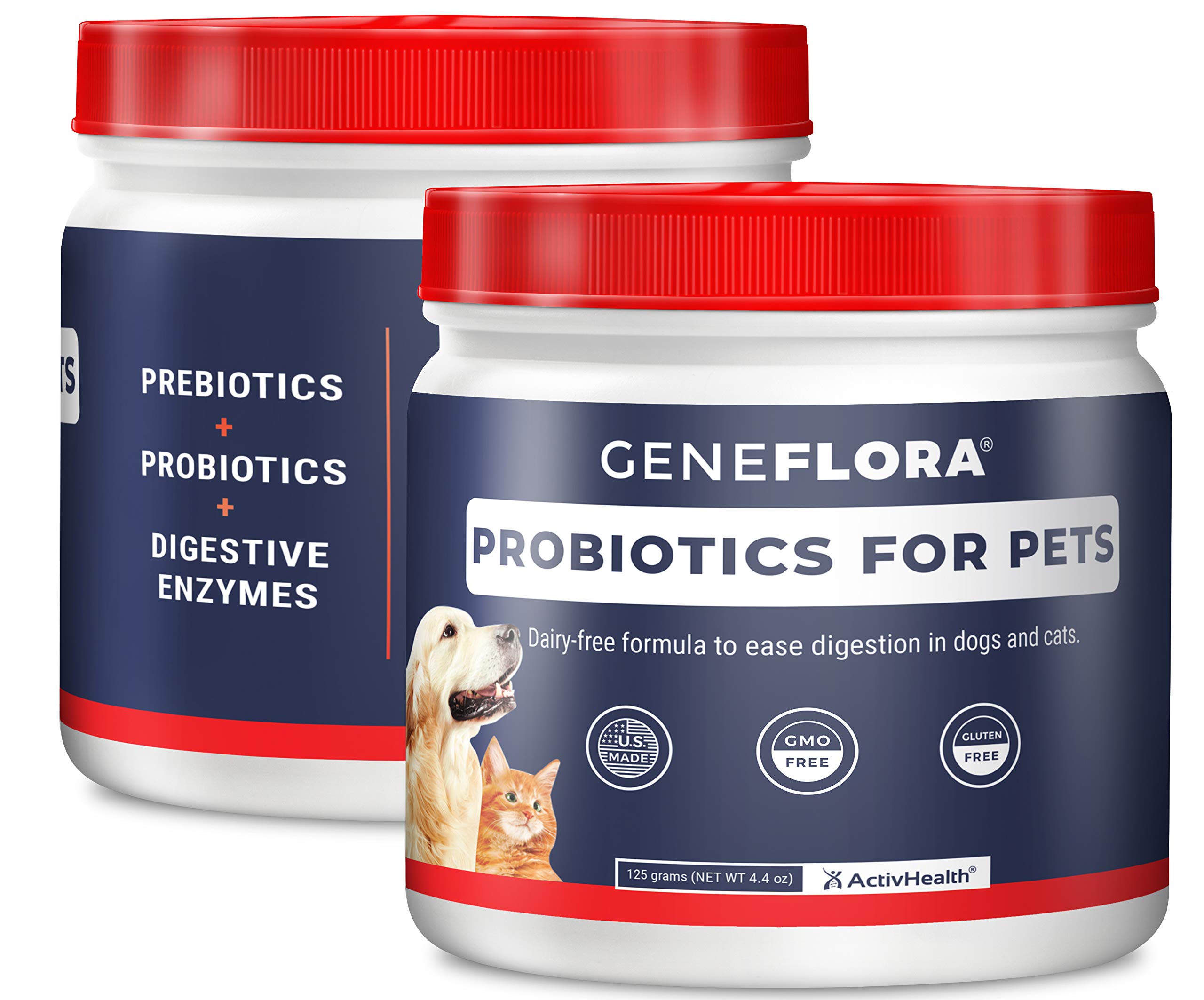 Geneflora Digestive Enzymes Prebiotics & Pet Probiotics for Dogs Powder, Cat, Rabbit, & Dog Probiotics for Digestive Support, 12