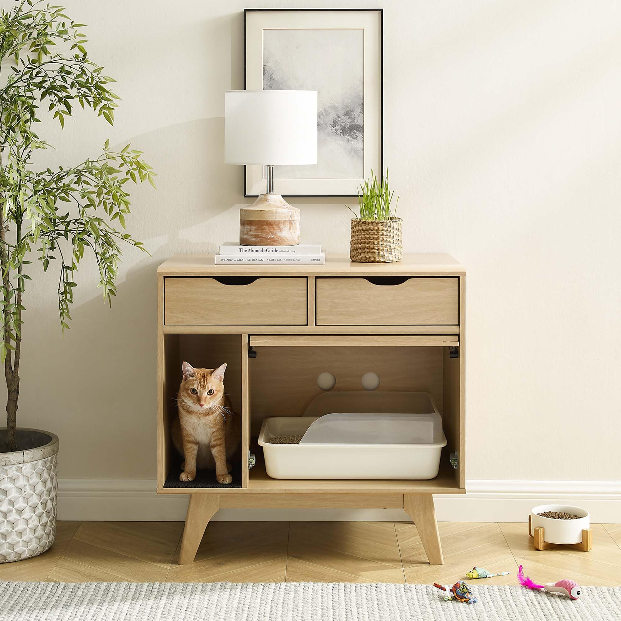 Modway EEI-6796-OAK Render Cat Cabinet, Oak