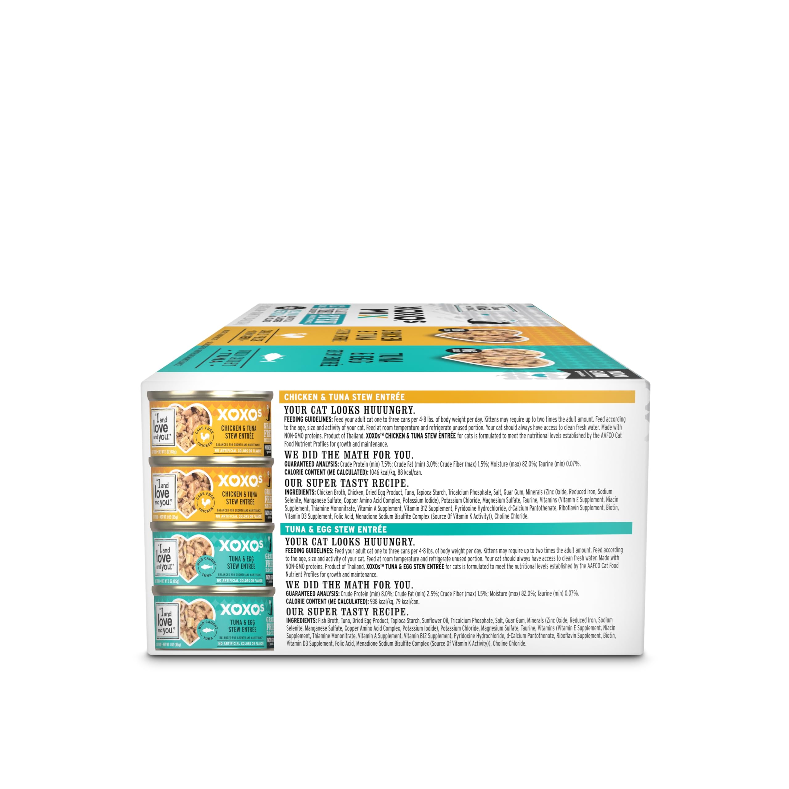 I and love and you XOXOs Wet Cat Food - Chicken + Tuna Stew Variety Pack - Grain Free, Filler Free, 3oz Pack of 12 Cans