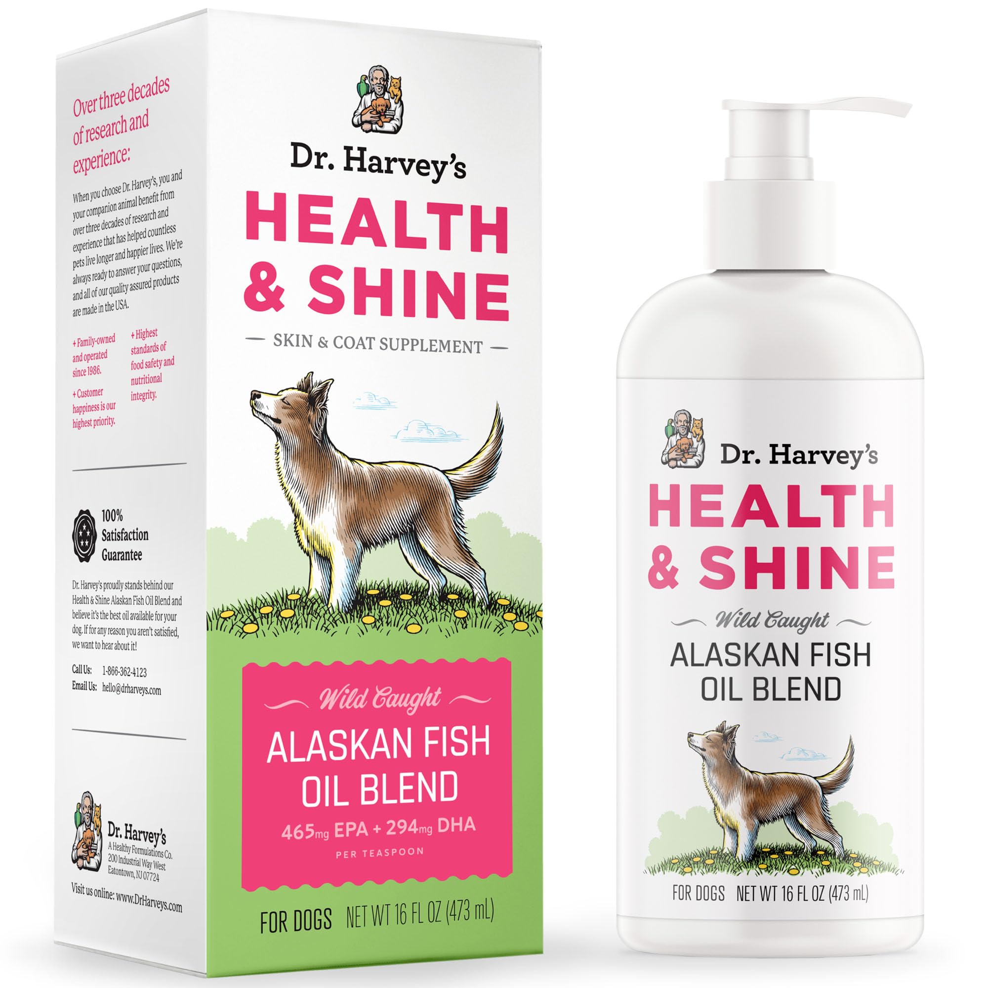 Dr. Harveys Health & Shine Alaskan Fish Oil Blend for Dogs - Supports Healthy Heart, Brain, and Eyes (16 fl. oz.)