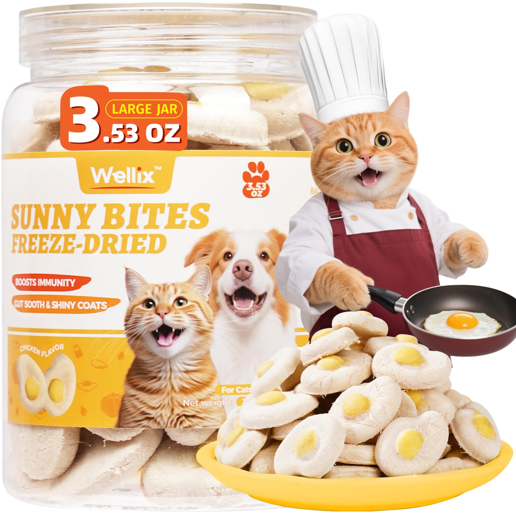 Wellix Freeze Dried Chicken Treats for Cats & Dogs - Healthy Indoor Snack, 3.5oz