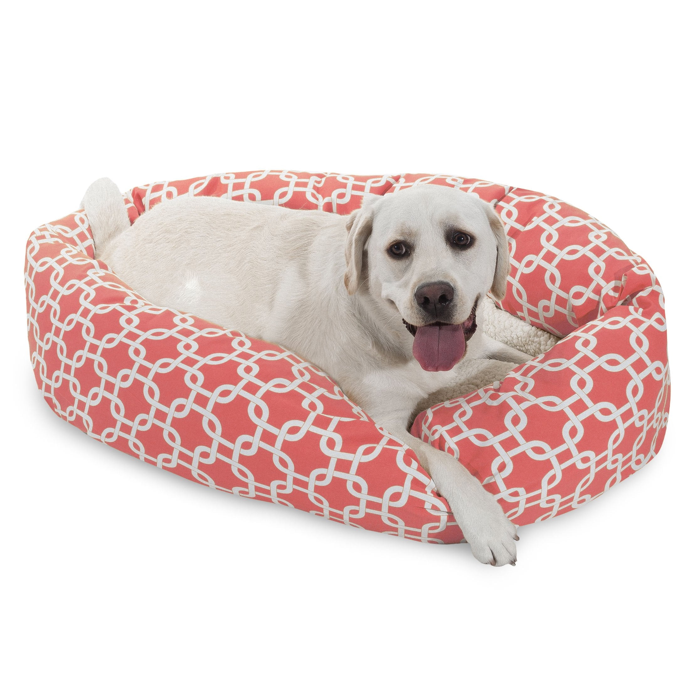 40 Inch Coral Links Sherpa Bagel Dog Bed
