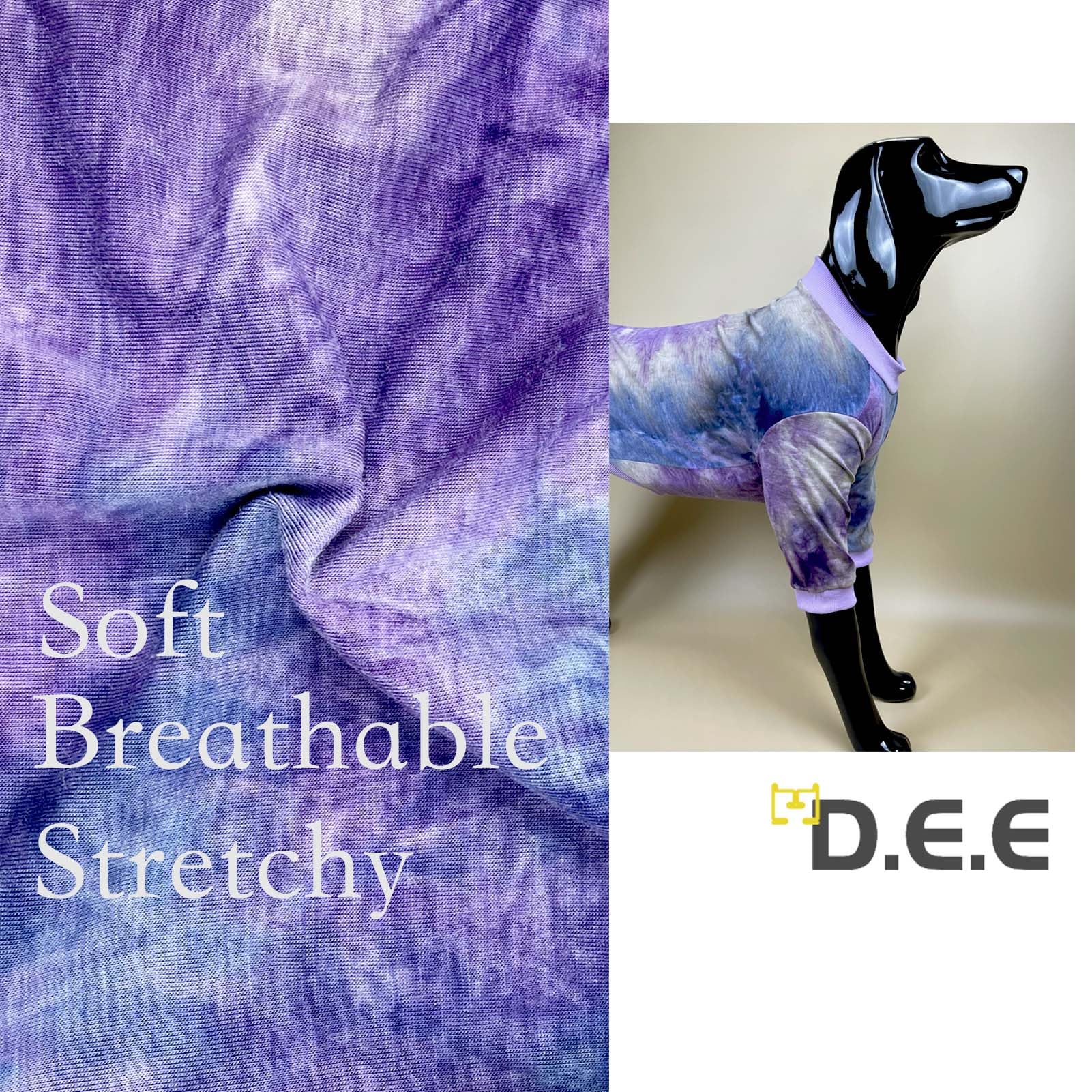 D.E.E Cotton Dog Shirts Large Tie Dye Dog Clothes Lightweight Girl Boy Big (Purple, M)