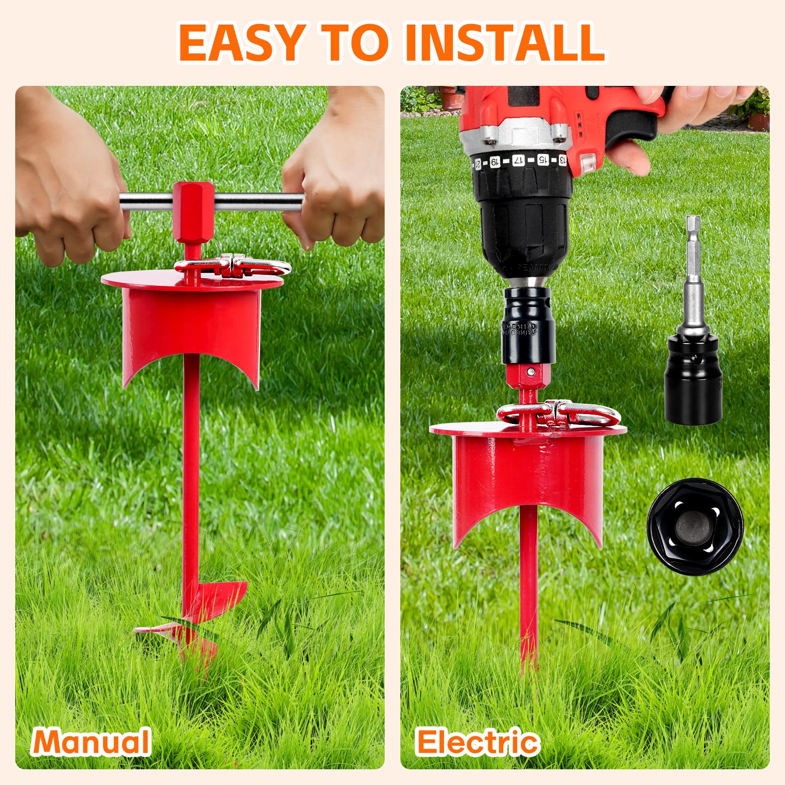Snagle Paw Dog Tie Out Stake With Lock-Cap Prevents Pulling Out - Heavy Duty 360Swivel Dog Stake For Outside,Yard, Beach & Campi