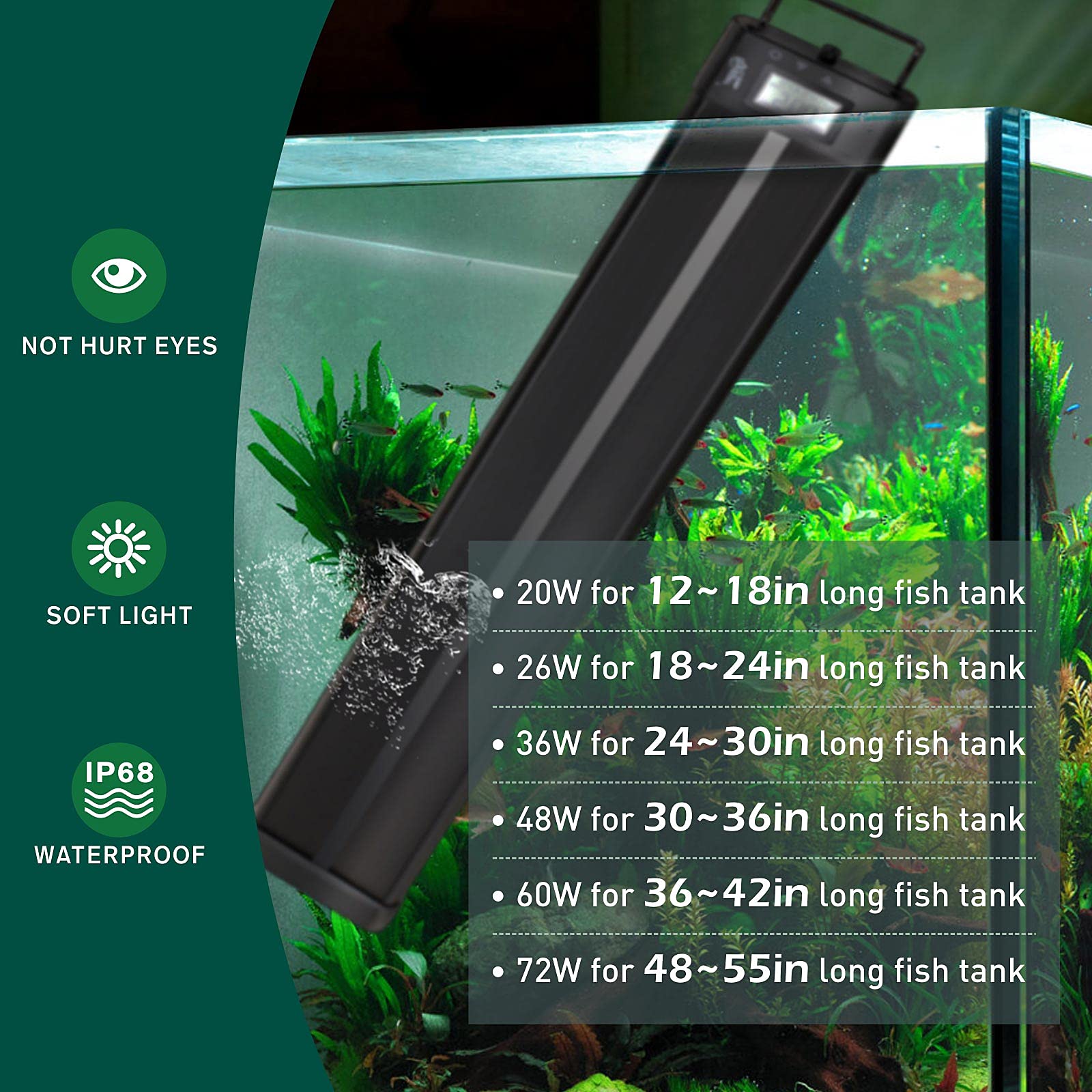 Hygger Aquarium Programmable Led Light, For 12~18In Long Full Spectrum Plant Fish Tank Light With Lcd Setting Display, 7 Colors, Sunrise Sunset Moon And Diy Mode, For Novices Advanced Players