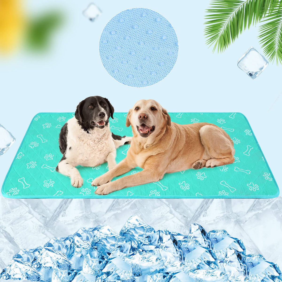 Beautyzoo Upgraded Dog Self Cooling Mat Ice Silk Chill Pads For Small Medium Large Dogs Summer Reusable Pet Training Pad Absorbent Non Slip Mat For Kennels, Crates & Beds,X Large 28In X 47In