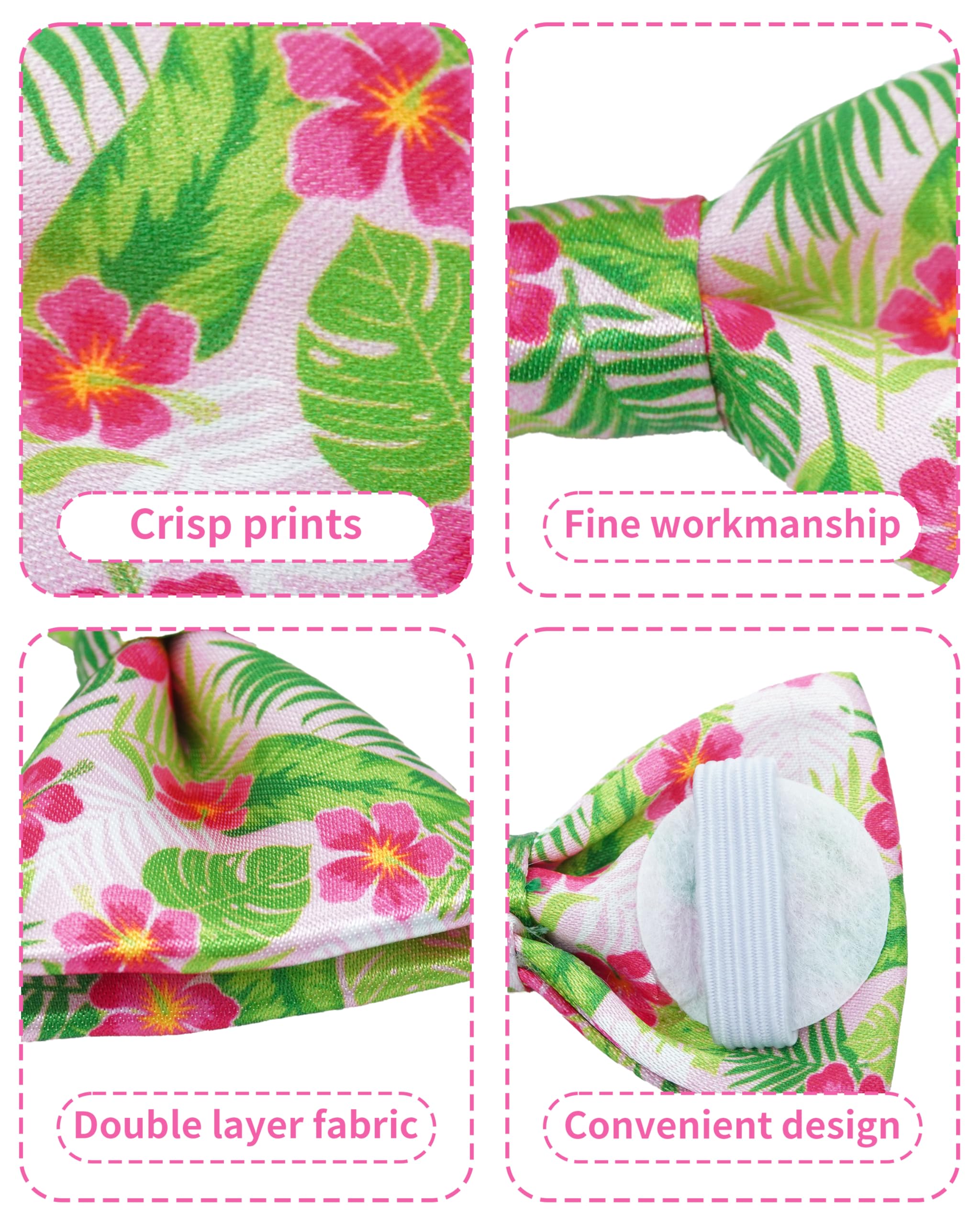 PET SHOW 10 Pack Summer Big Dog Bow Ties for Large Medium Dogs Sliding Collar Attachments Hawaiian Bowties Floral Fruit Bowknots