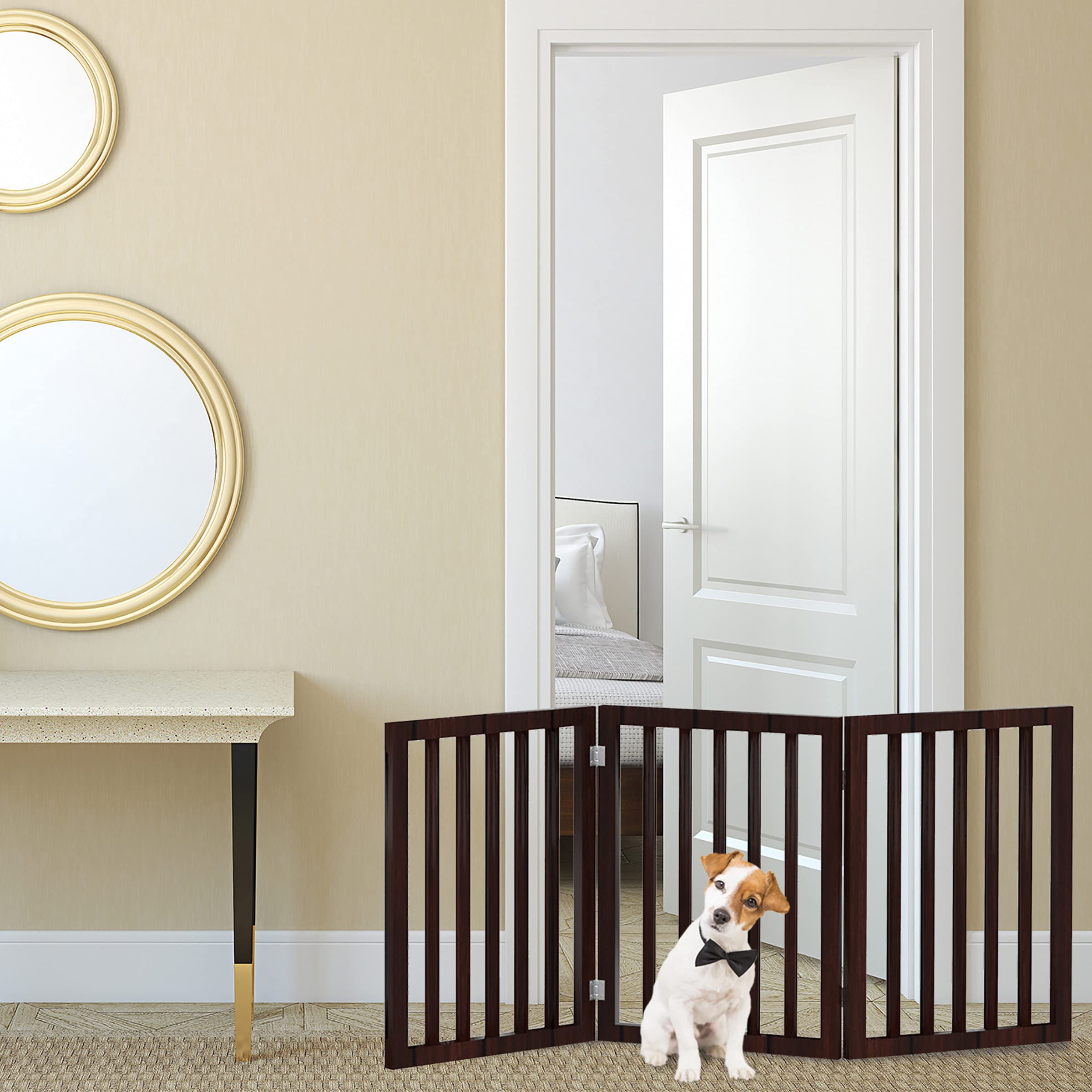 Indoor Pet Gate - 3-Panel Folding Dog Gate For Stairs Or Doorways - 54X23.75-Inch Freestanding Pet Fence For Cats And Dogs By Pe