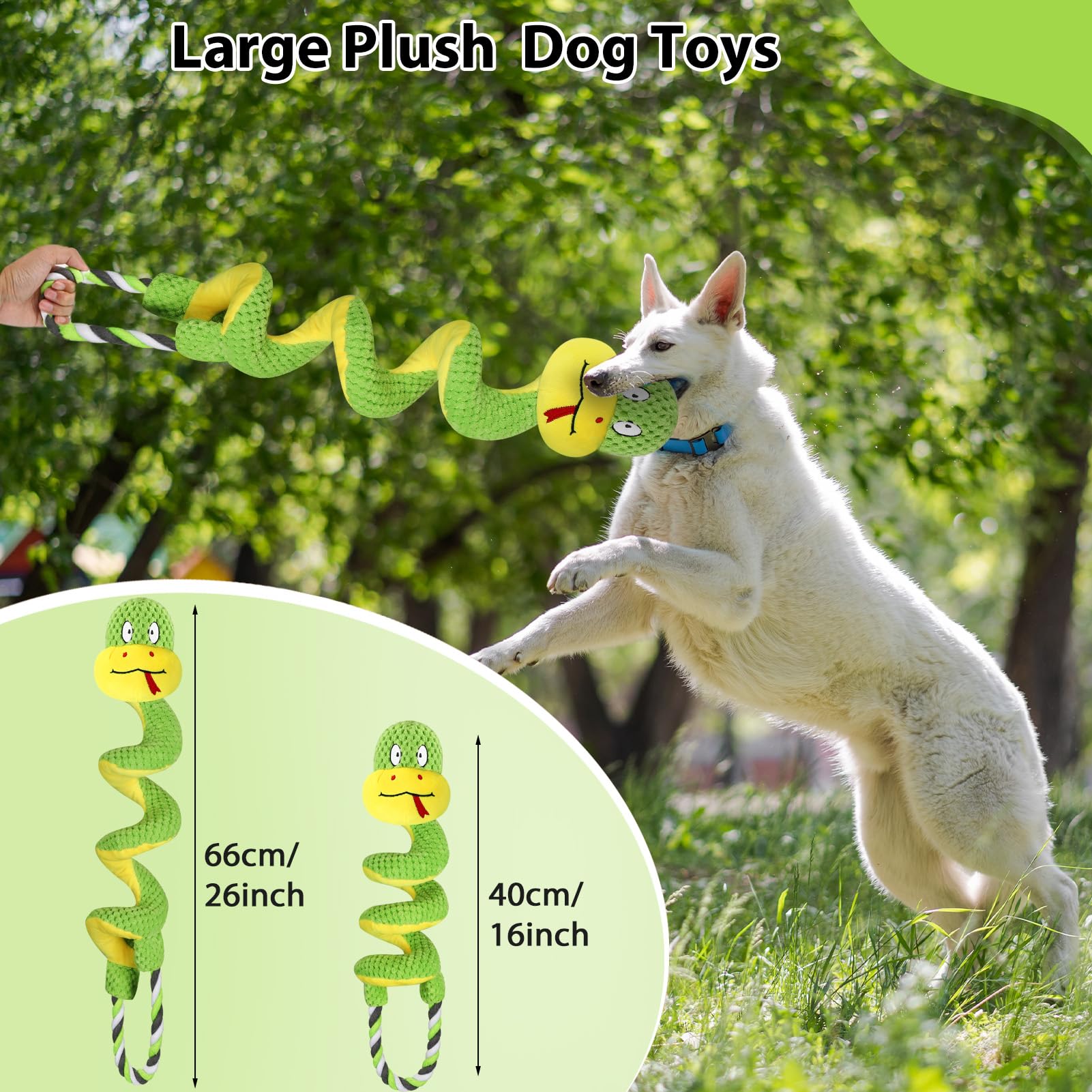 Letsmeet Squeaky Dog Toys For Large Dogs, Interactive Tug Of War Puppy Toys With Pull Rope, Stuffed Pet Dog Toys With Soft Fabri