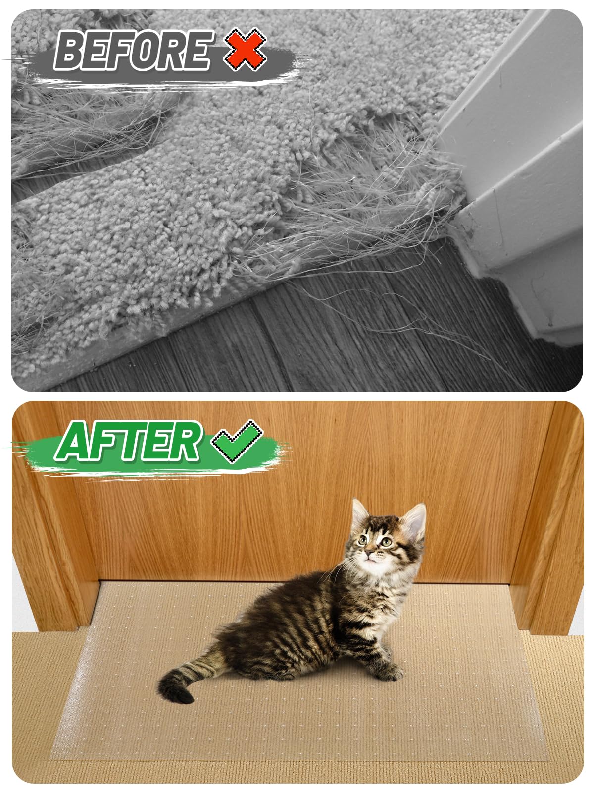 3.9Ft(L) Carpet Protector For Pets - Anti-Slip Cat Carpet Protector, Scratch Resistant Pets Scratch Stopper, Easy To Cut Floor Runner Under Doorway To Prevent Tearing For Cat Owner Gifts