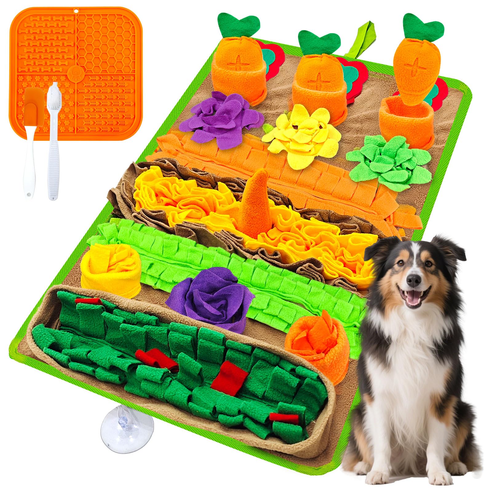 UETZLTB Snuffle Mat for Dogs Large Breed and Lick Mat Set, Interactive Dog Enrichment Puzzle Toys for Puppy Small Medium Large D