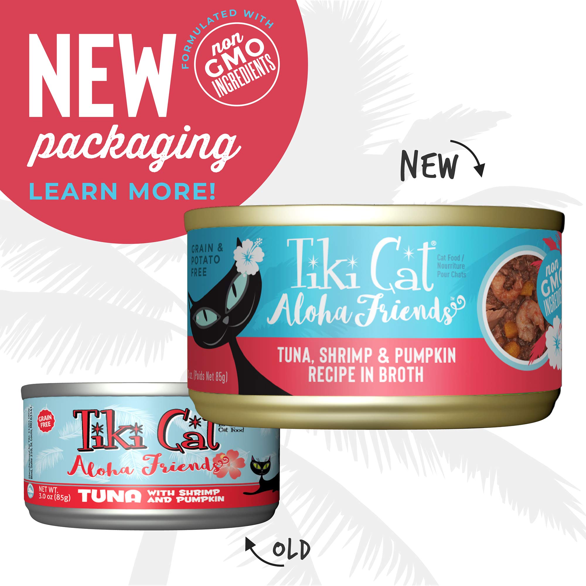 Tiki Cat Aloha Friends, Tuna, Shrimp & Pumpkin, Grain-Free & High Moisture, Wet Cat Food for All Life Stages 3 oz. Cans (Pack of