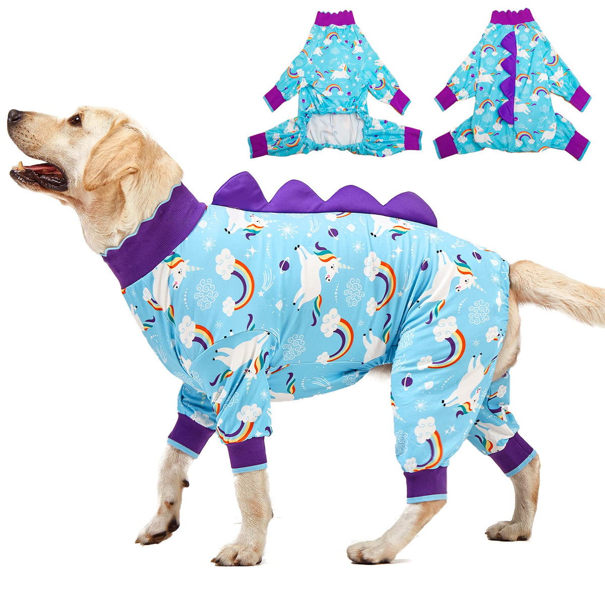 Lovinpet Pet Clothes Large Dog, Anti Licking Dog Recovery Clothes, Kightweight Onesie, Starlight Rainbow/Wild Horse Prints Dog Clothing, Uv Protection, Adorable Pet Pj'S/Medium