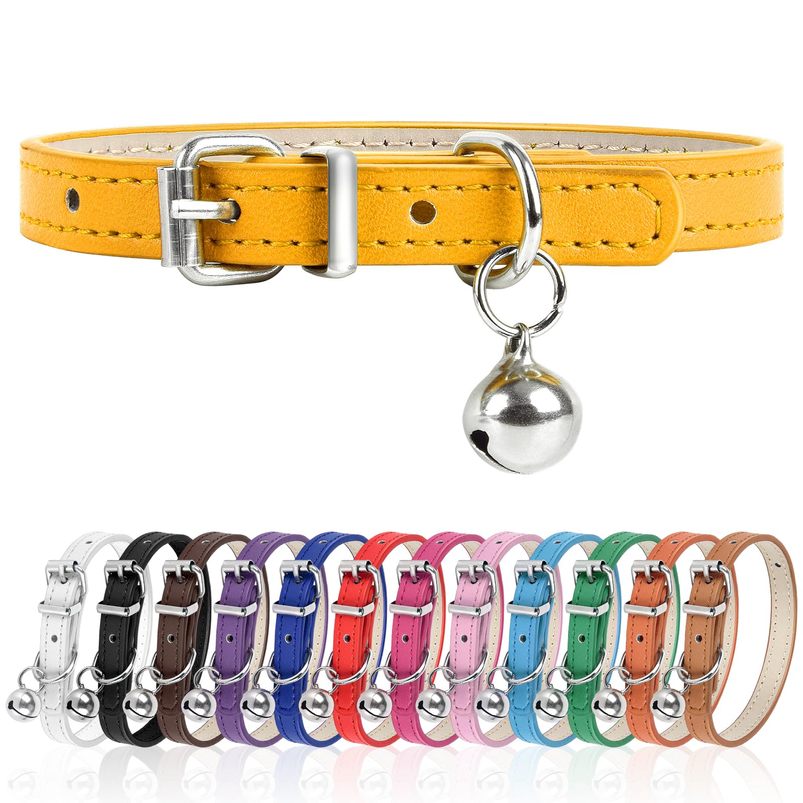 S Dog Collar For Small Dogs Adjustable Dog Collars Cat Collar For Small Medium Large Dogs 3/8 Inch Width (Golden, S)