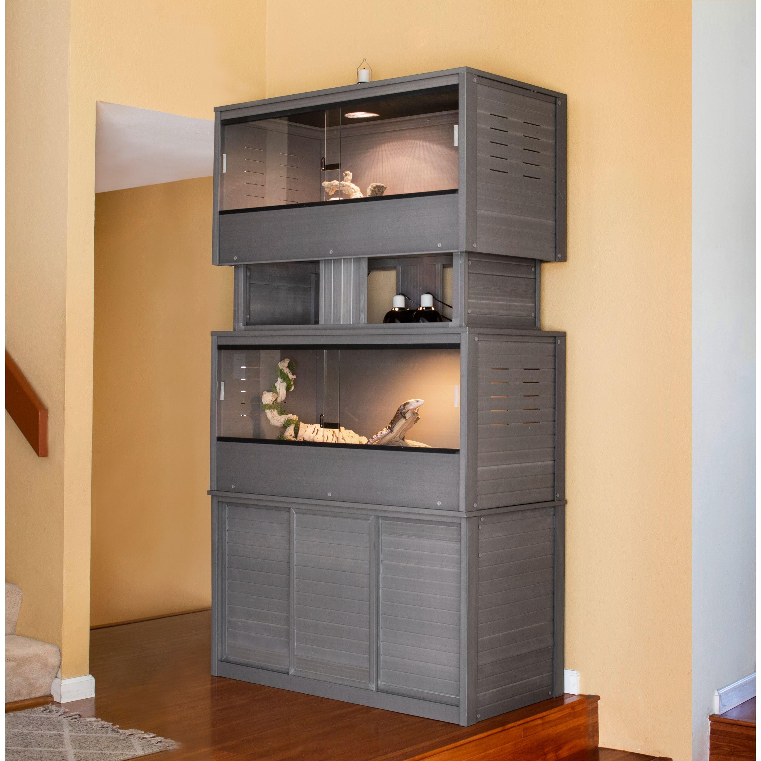 New Age Pet ECOFLEX Mojave Reptile Habitat Stacker, Large 48", Grey, Easy Clean, 10 Year Warranty, Model EHRMS31-05L
