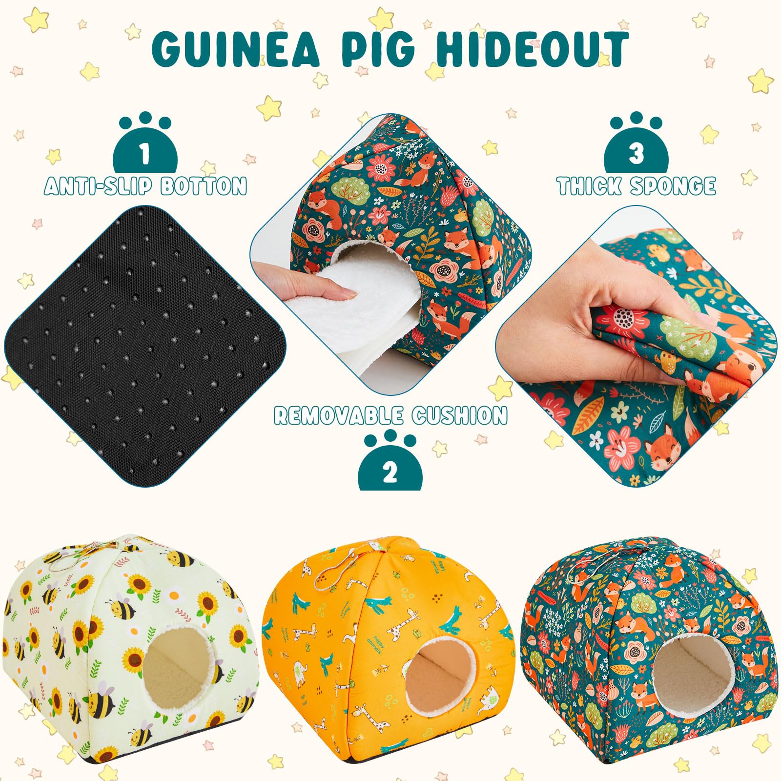 6 Pieces Guinea Pig Hideout Set Soft Bunny Bed And Tunnel Washable Sugar Glider Toy Chinchilla House Bed Accessories For Hamster