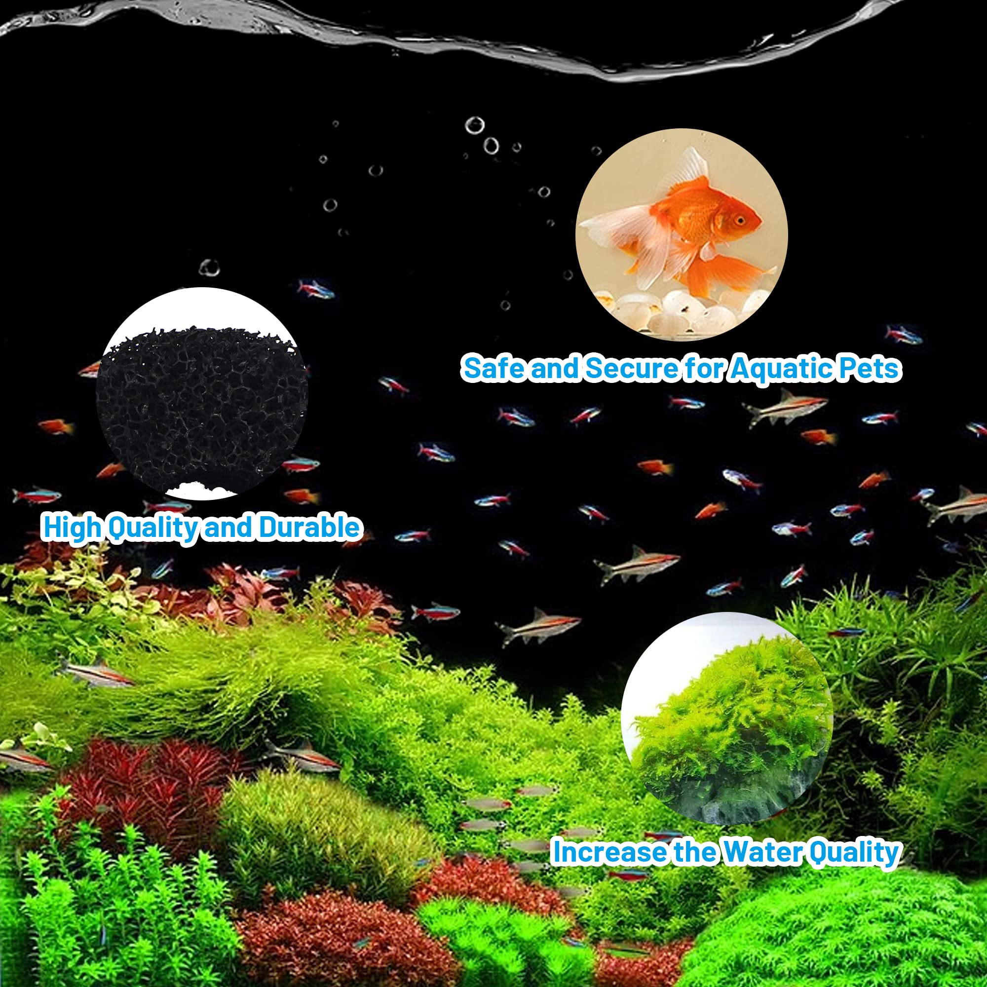 Useamie 8 Pack Replacement Filter Sponges Compatible With Kulife Aquarium Filters, 2 Coarse Sponge, 4 Carbonized Sponge, 2 Fine