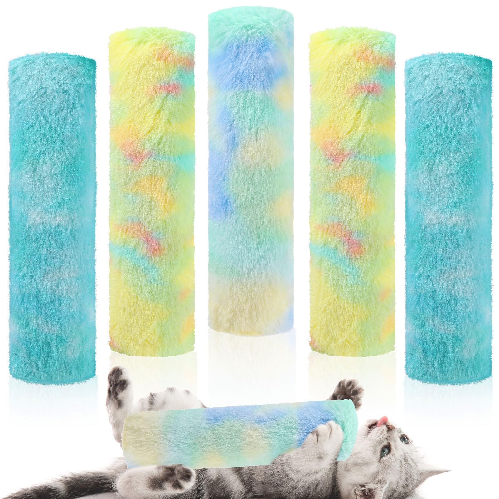 Civaner 6 Pcs 10.6 Inch Cat Catnip Toys Interactive Kitten Kicker Toy Soft Plush Cat Pillow Sticks Kitten Chasing Chewing Exerci