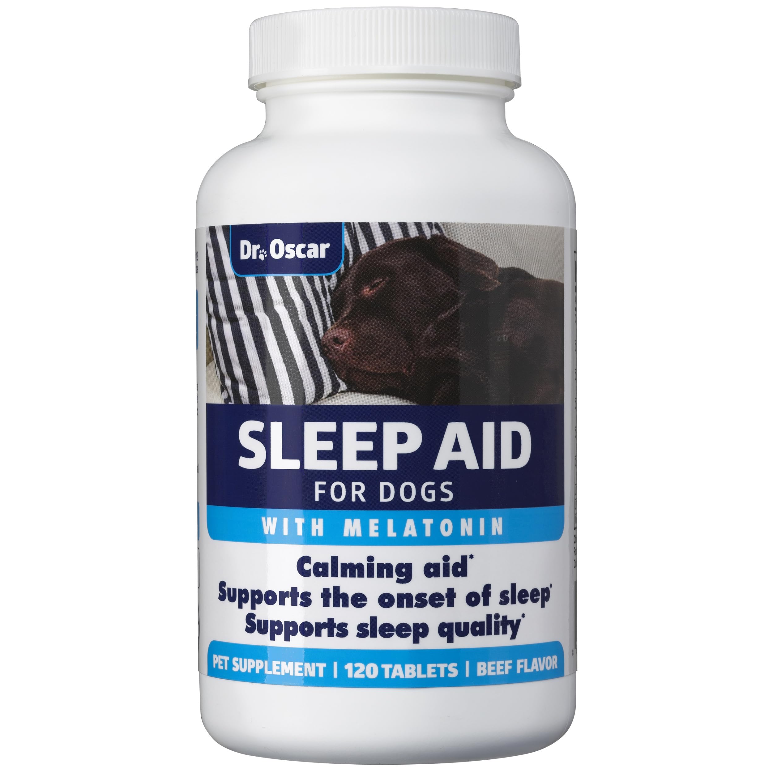 Dog Sleep Aid for Dogs, Better Than Melatonin or Calming Chews Only, Best Sleeping Pills + Melatonin, 120 Tablets, Puppy Sleep A