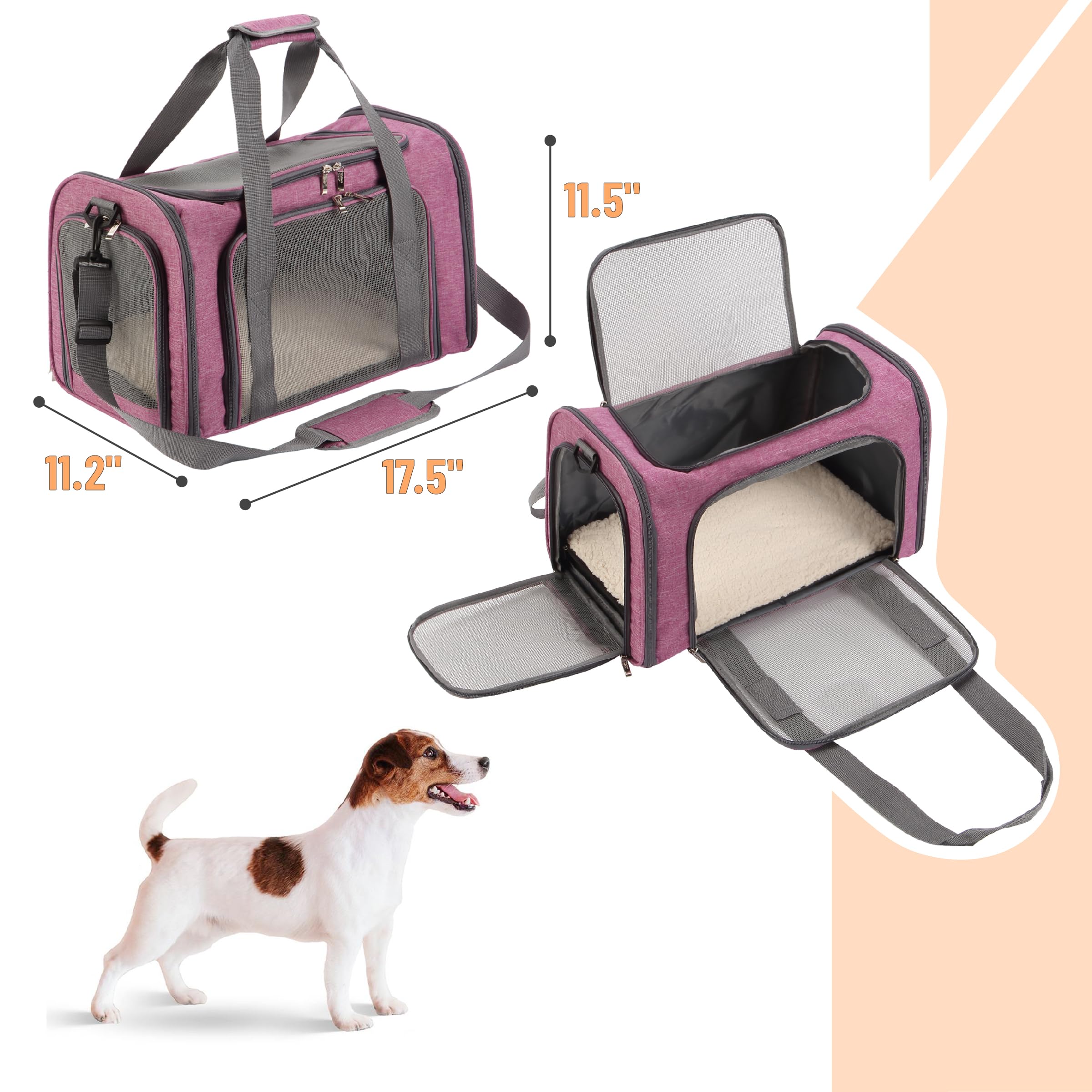 Mr. Pen- Pet Carrier, Pink, Soft-Sided Cat & Dog Carrier, Bag for Travel