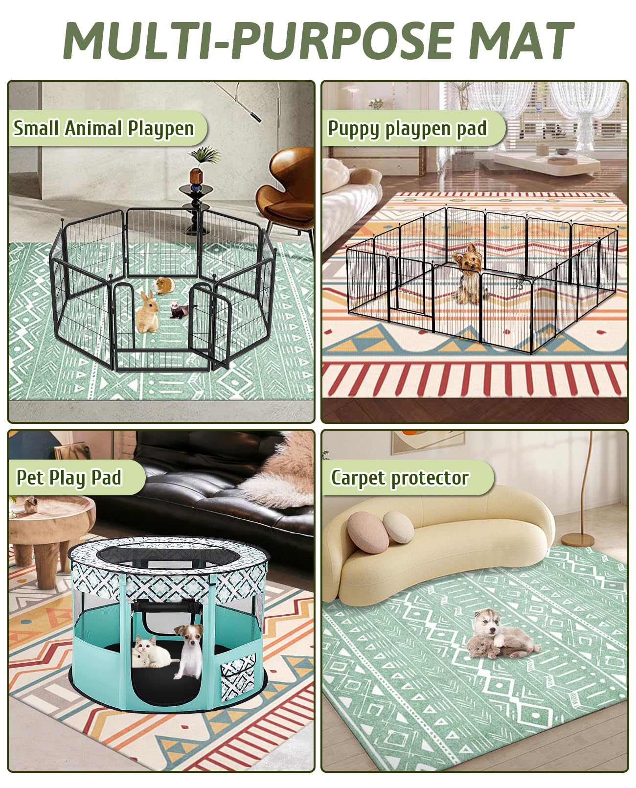 BNOSDM 79'' X 55'' Large Bunny Cage Liner Washable Pads for Rabbit Reusable Floor Mat for Rabbits Anti Slip Rug for Bunnies Pet