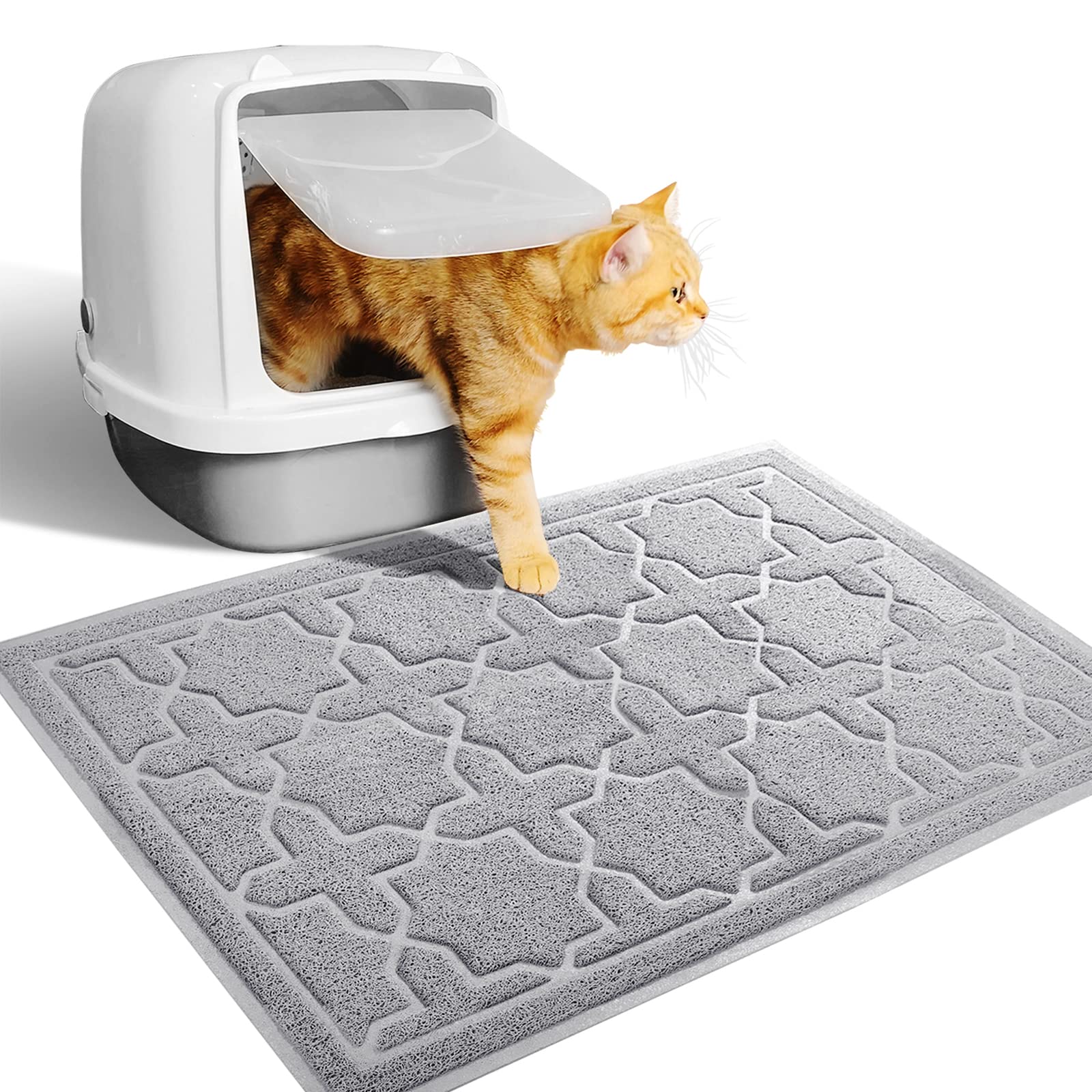 Yimobra Cat Litter Mat, 24''X20'' Litter Box Mat With Litter Lock Mesh, Soft Durable Cat Litter Mat Litter Trapping Mat, Easy To