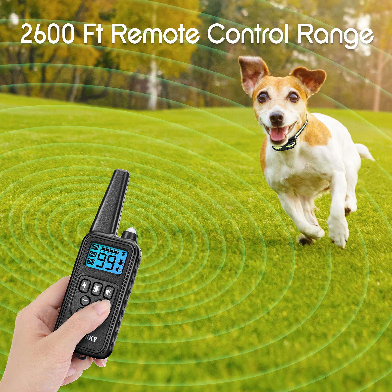Dog Training Collar With 2600 Ft Remote, Electronic Dog Collar Shock Collar With Beep, Vibration, Shock, Light And Keypad Lock M