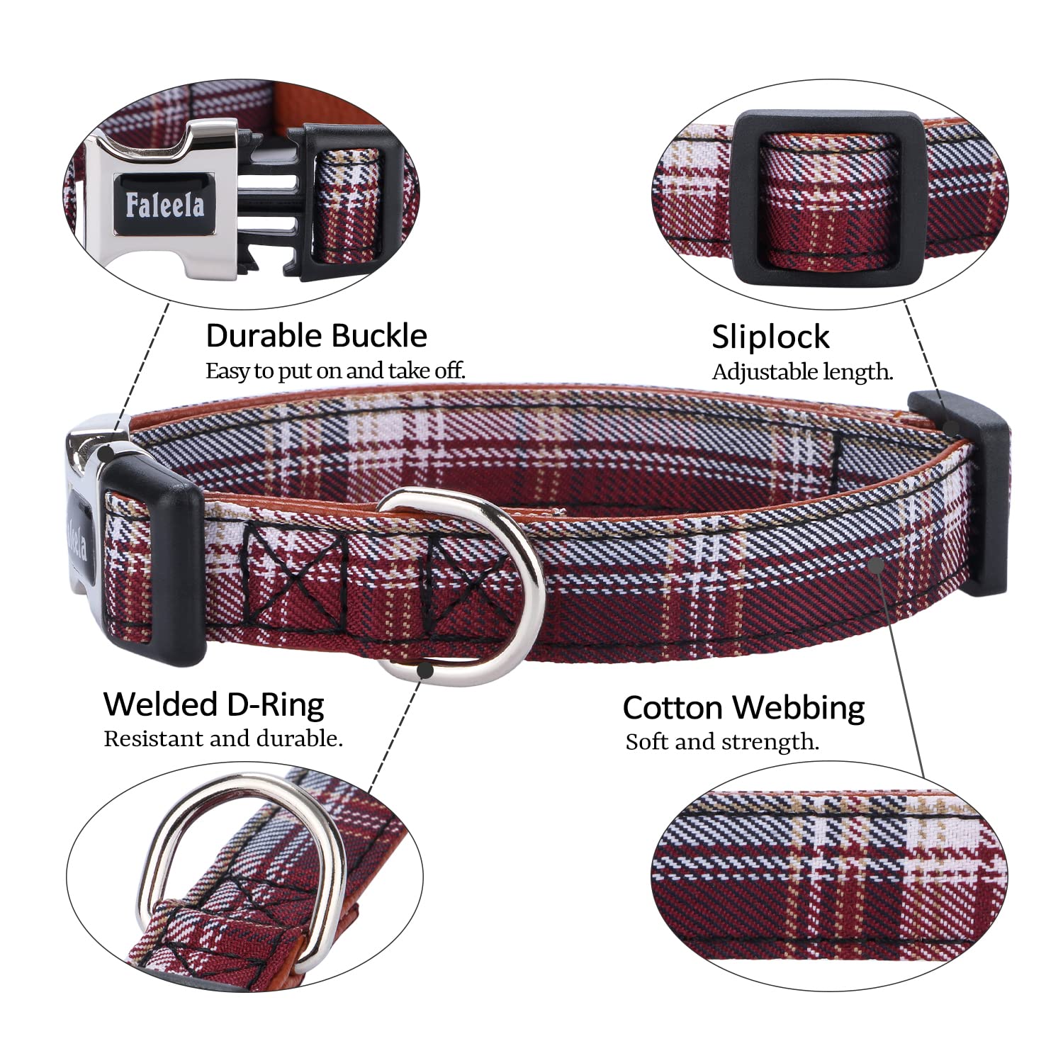 Faleela Soft &Comfy Bowtie Dog Collar,Detachable And Adjustable Bow Tie Collar,For Small Medium Large Pet (Red And White, Large(