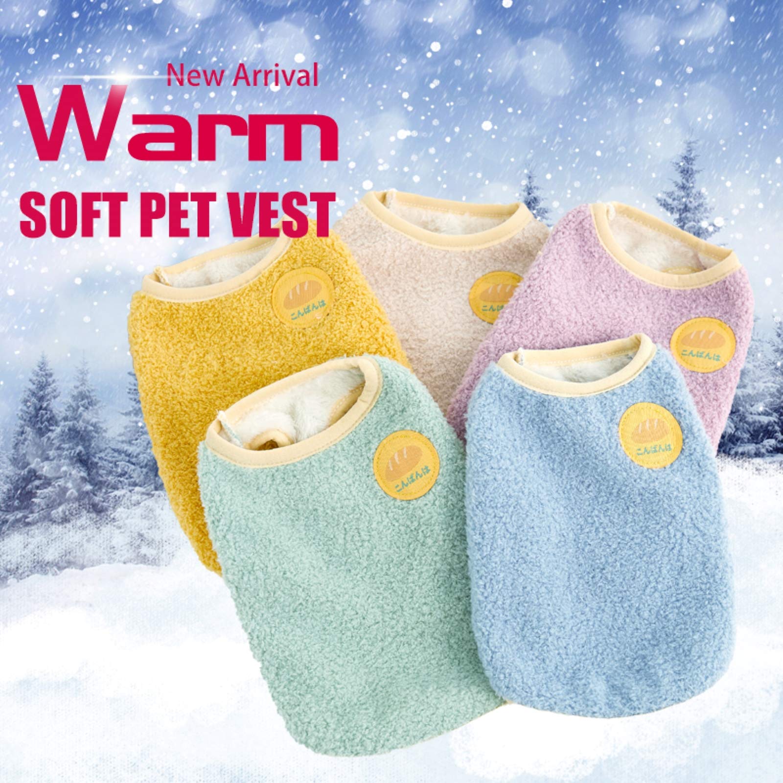 Loyanyy Warm Plush Dog Vest For Winter Soft Fleece Lining Sweater For Small Dog Cat Cute Puppy Kitten Clothes Purple 12